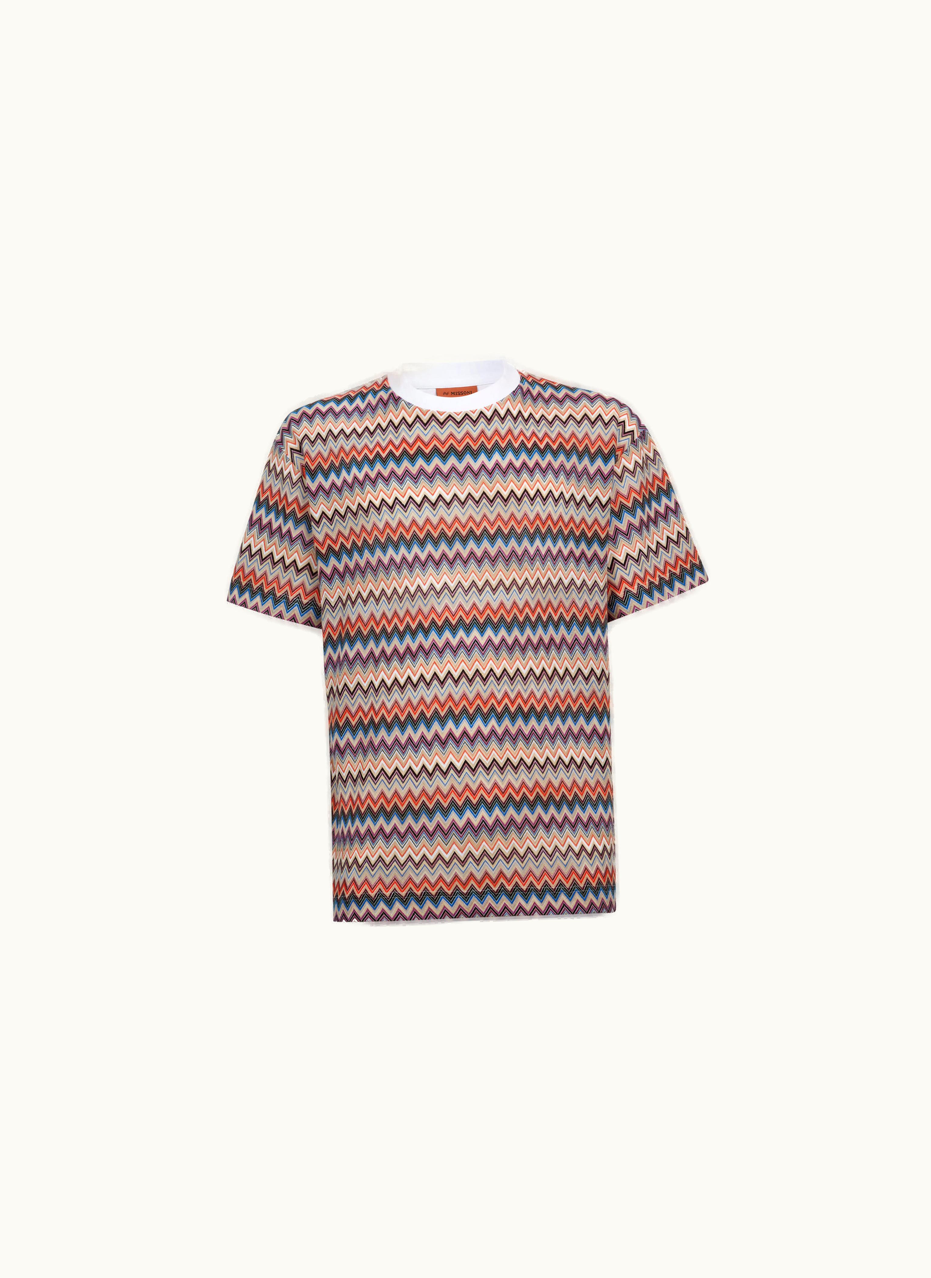 Missoni Missoni Cotton And Viscose Chevron crew-neck T-shirt Navy Blue