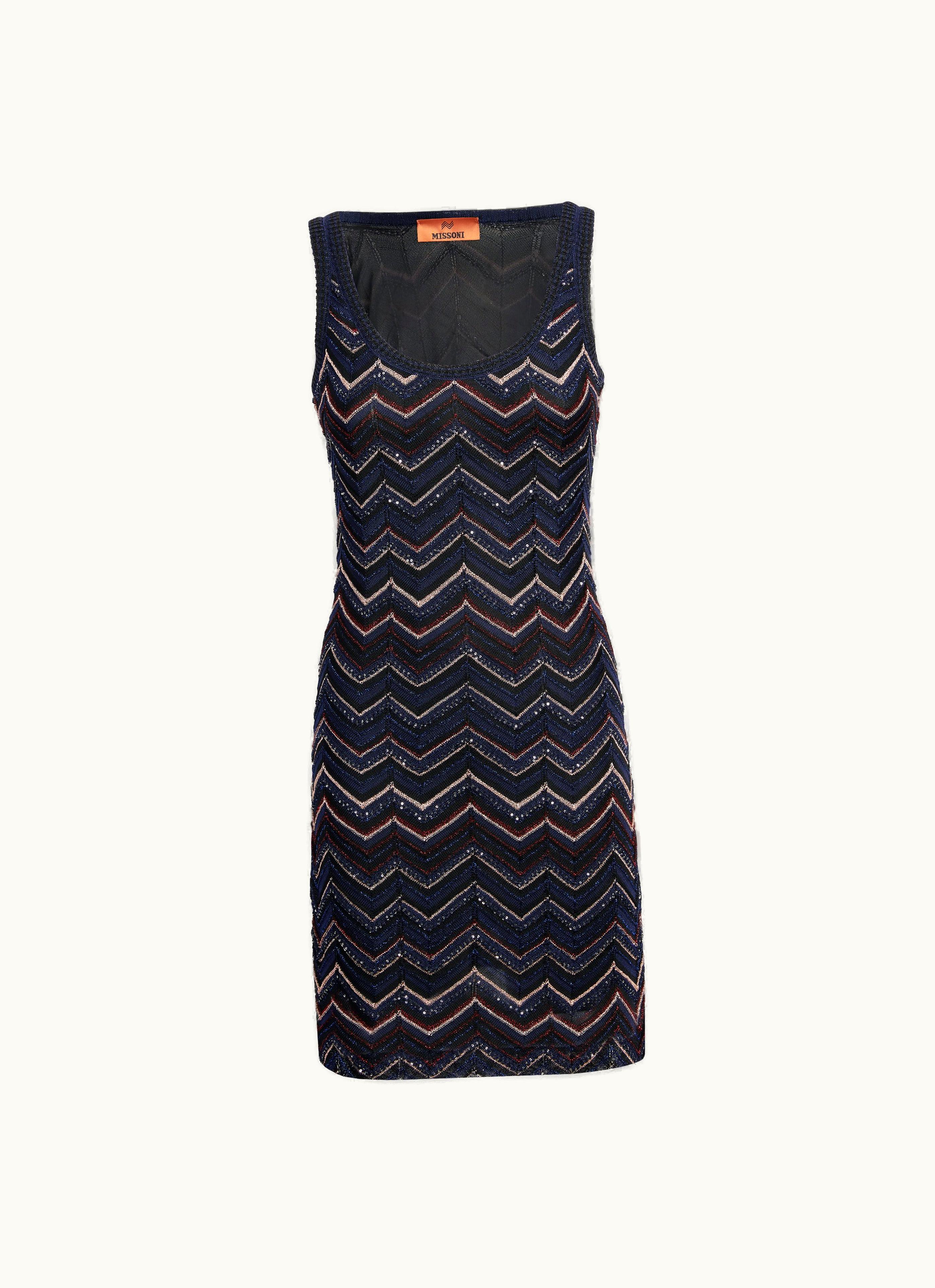 Missoni Missoni Sleeveless Minidress In Zigzag Viscose Blend With Sequins Multicoloured