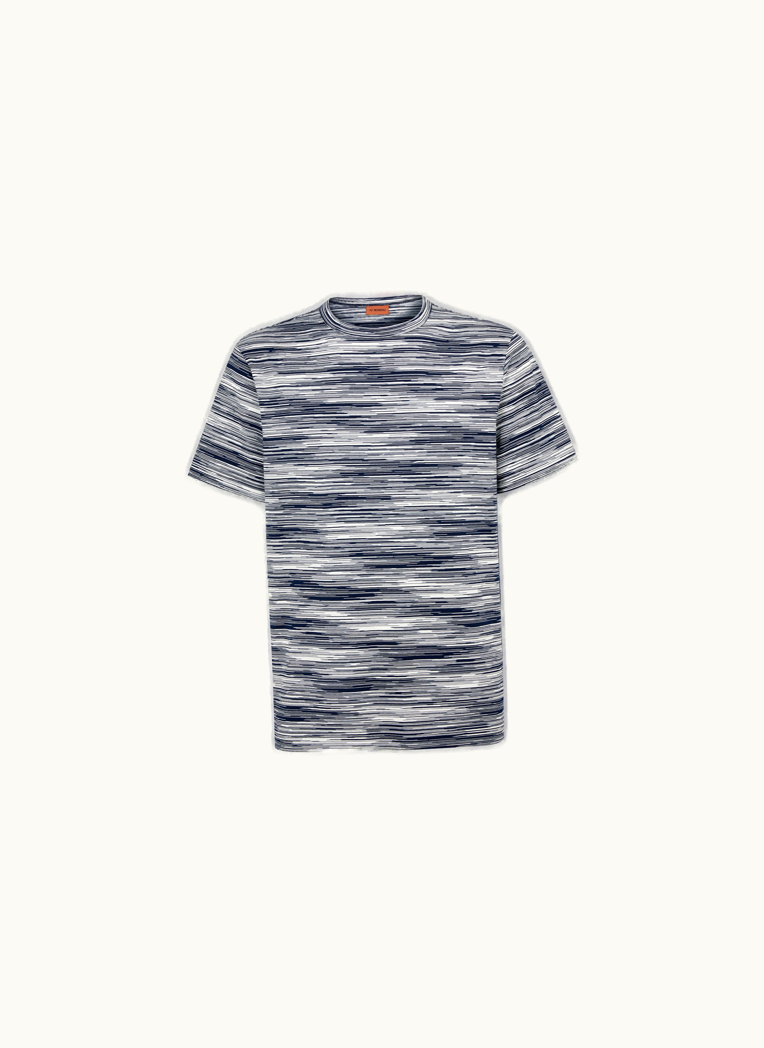 Missoni Missoni Slub Cotton crew-neck T-shirt White, Black & Light Blue