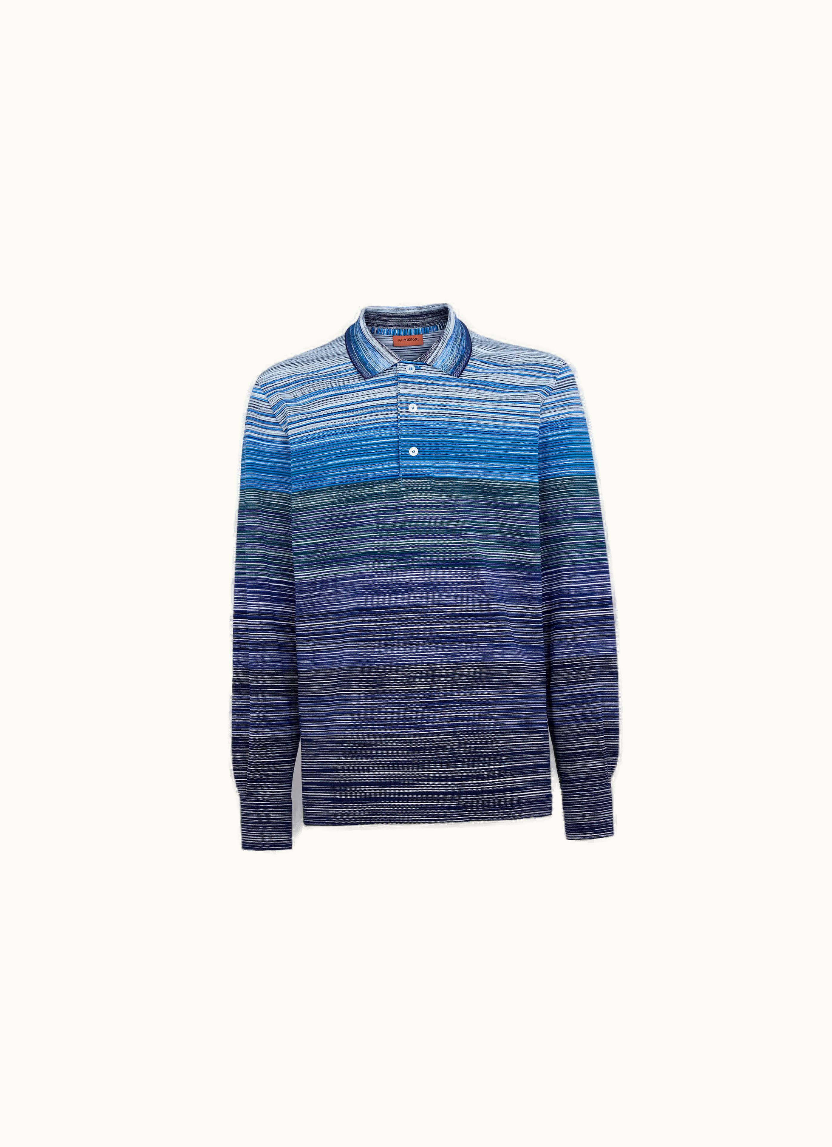 Missoni Missoni Long-sleeved Polo Shirt In Slub Cotton Piqué Multicoloured Multicoloured
