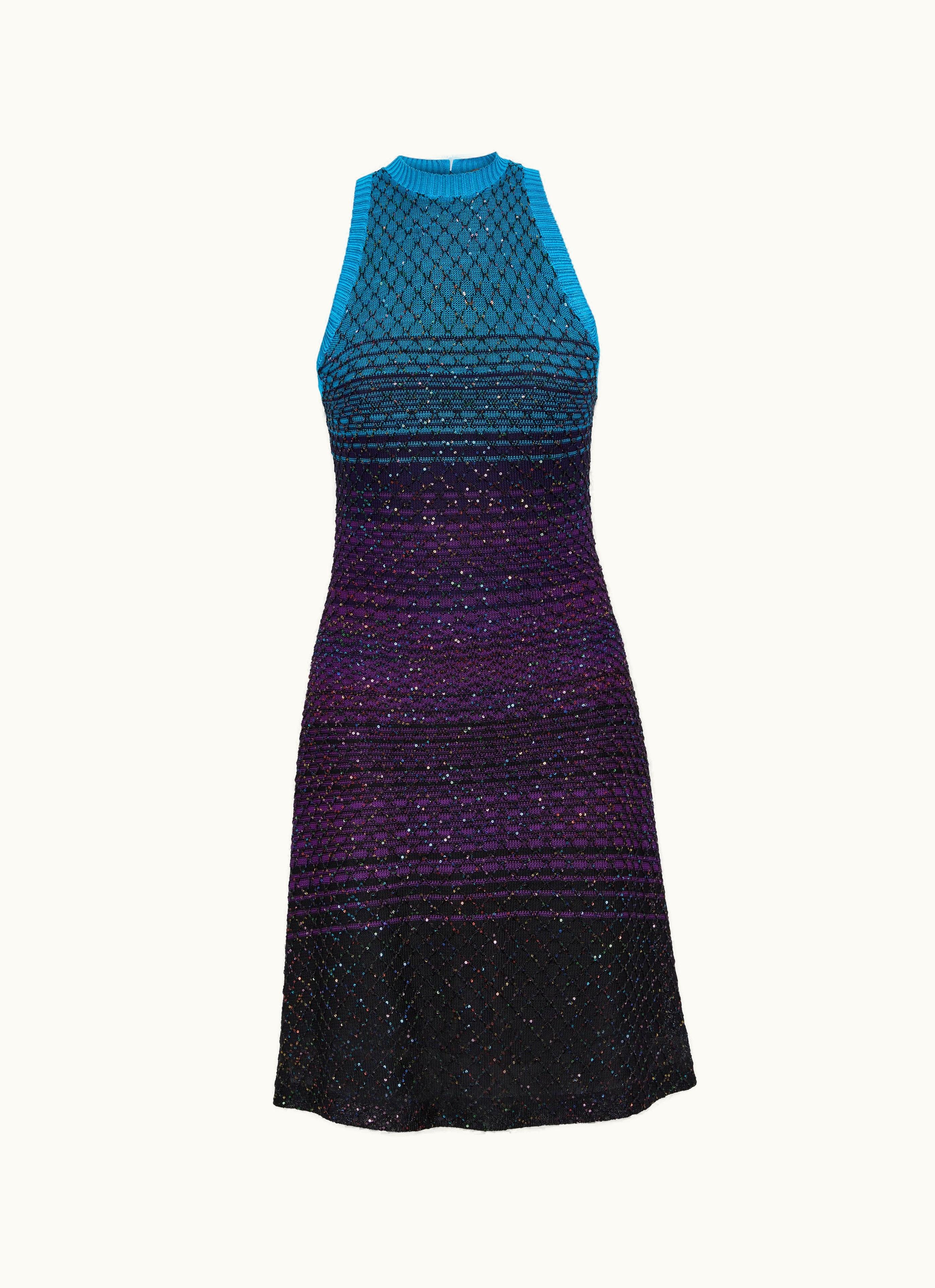 Missoni Missoni Sleeveless Mesh Dress With Sequins Turquoise, Purple & Black
