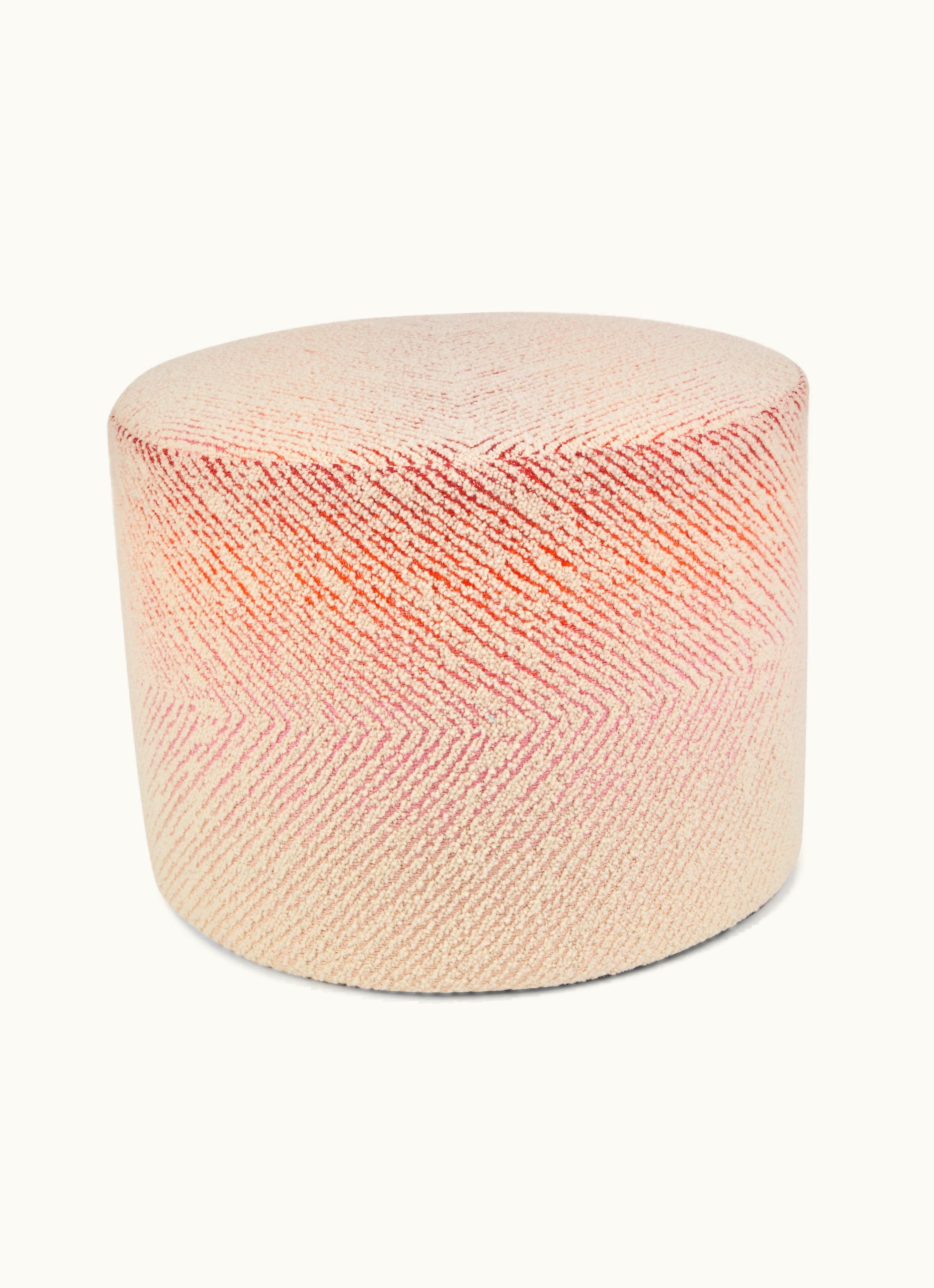 Missoni Missoni Brouges 40x30 CM Chevron Cylindrical Pouffe With Bouclé Details Red