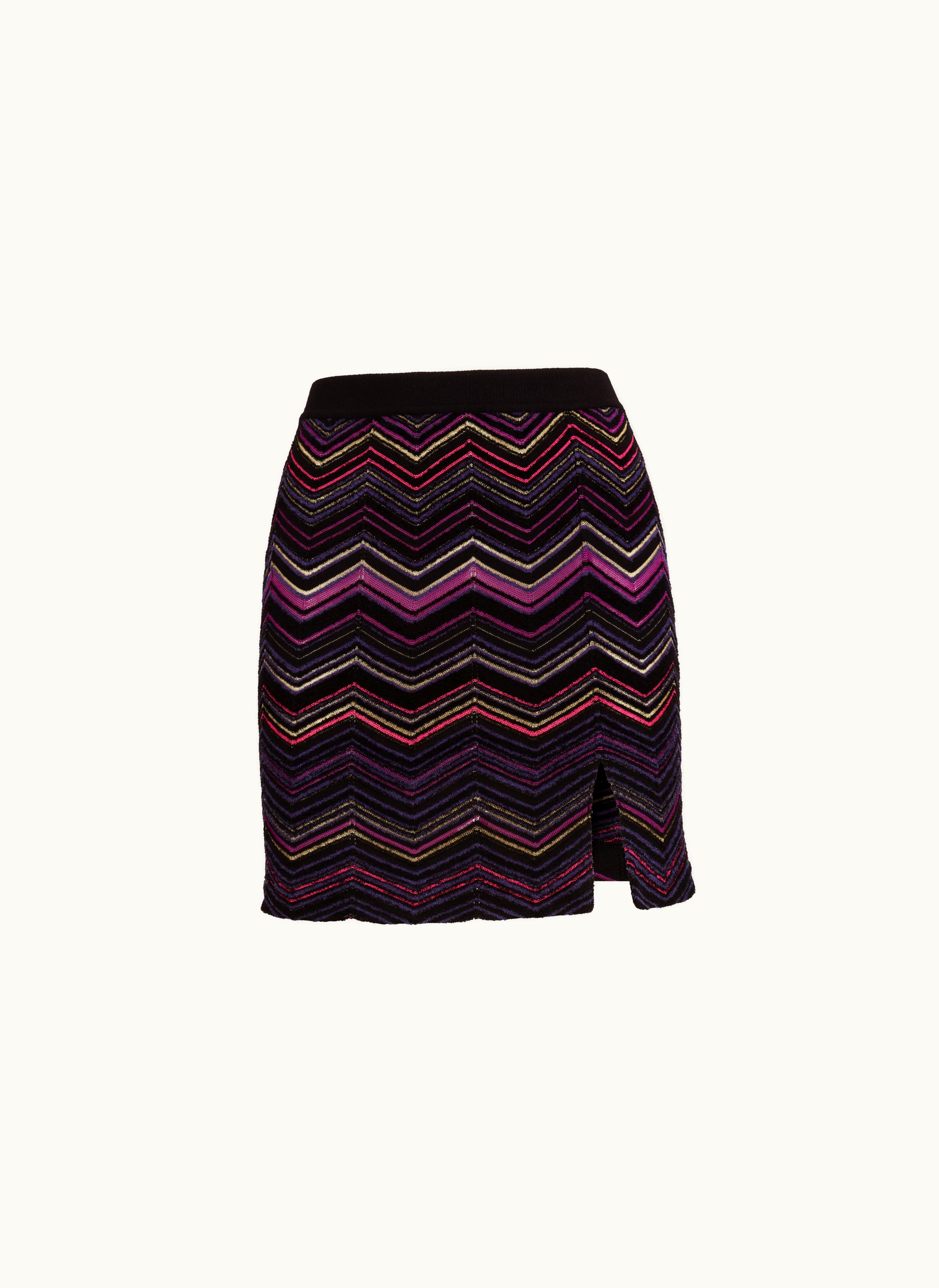 Missoni Missoni Wool And Viscose Miniskirt With Split And Zigzag Pattern Multicoloured
