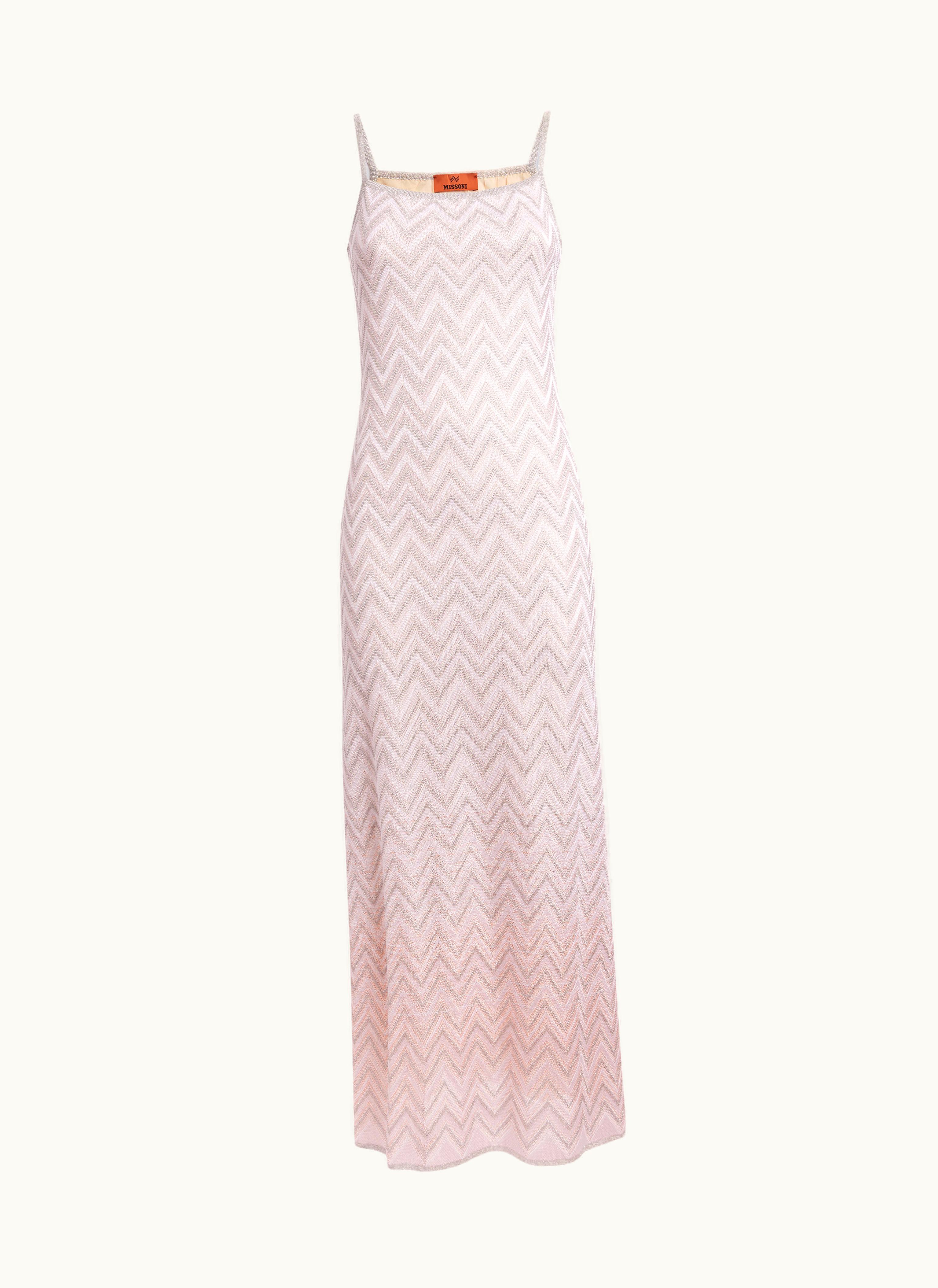 Missoni Missoni Long Sleeveless Dress In Zigzag Lamé Viscose Multicoloured