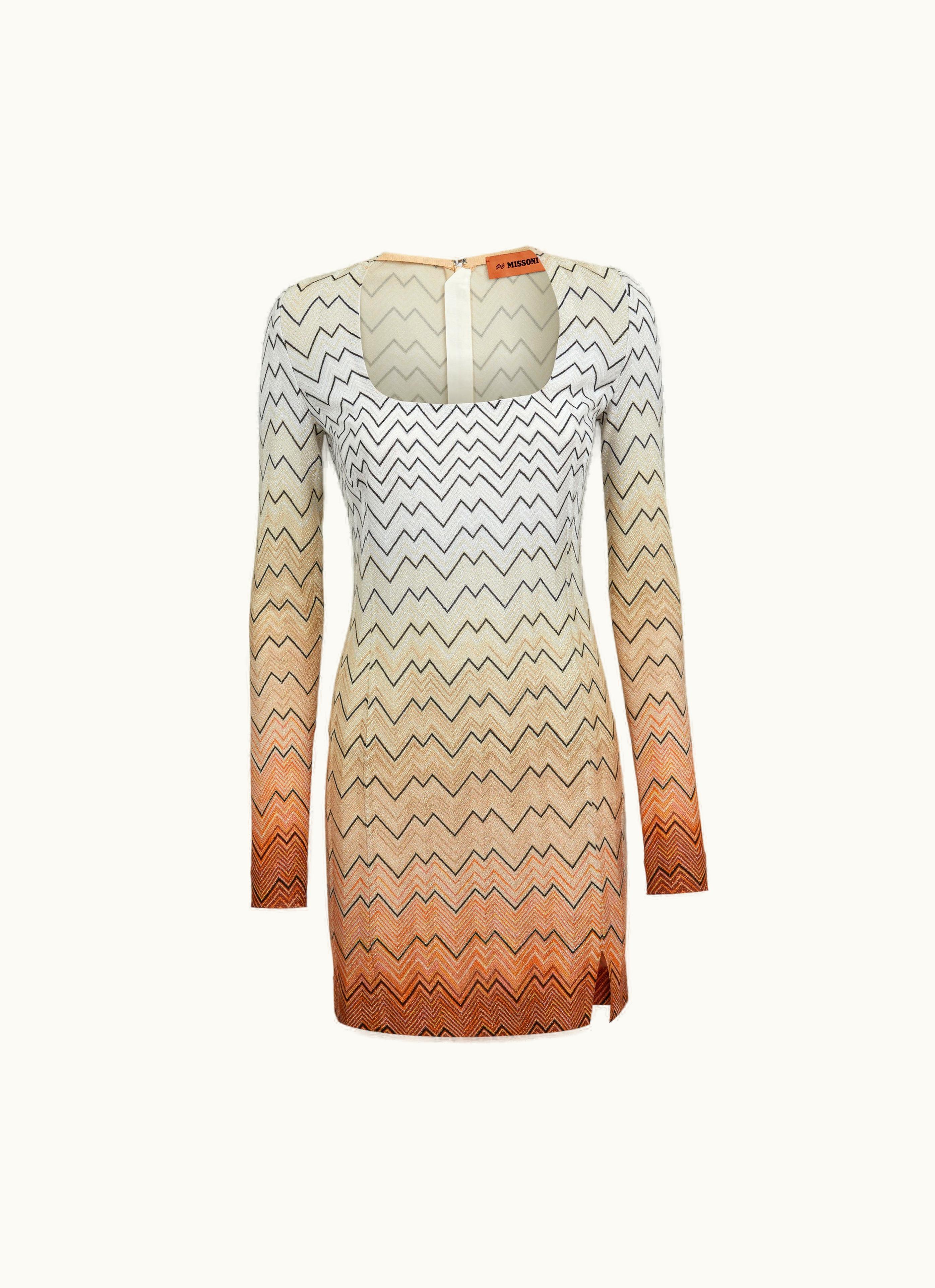 Missoni Missoni Mini Dress With Square Neckline In Viscose Blend With Lurex White