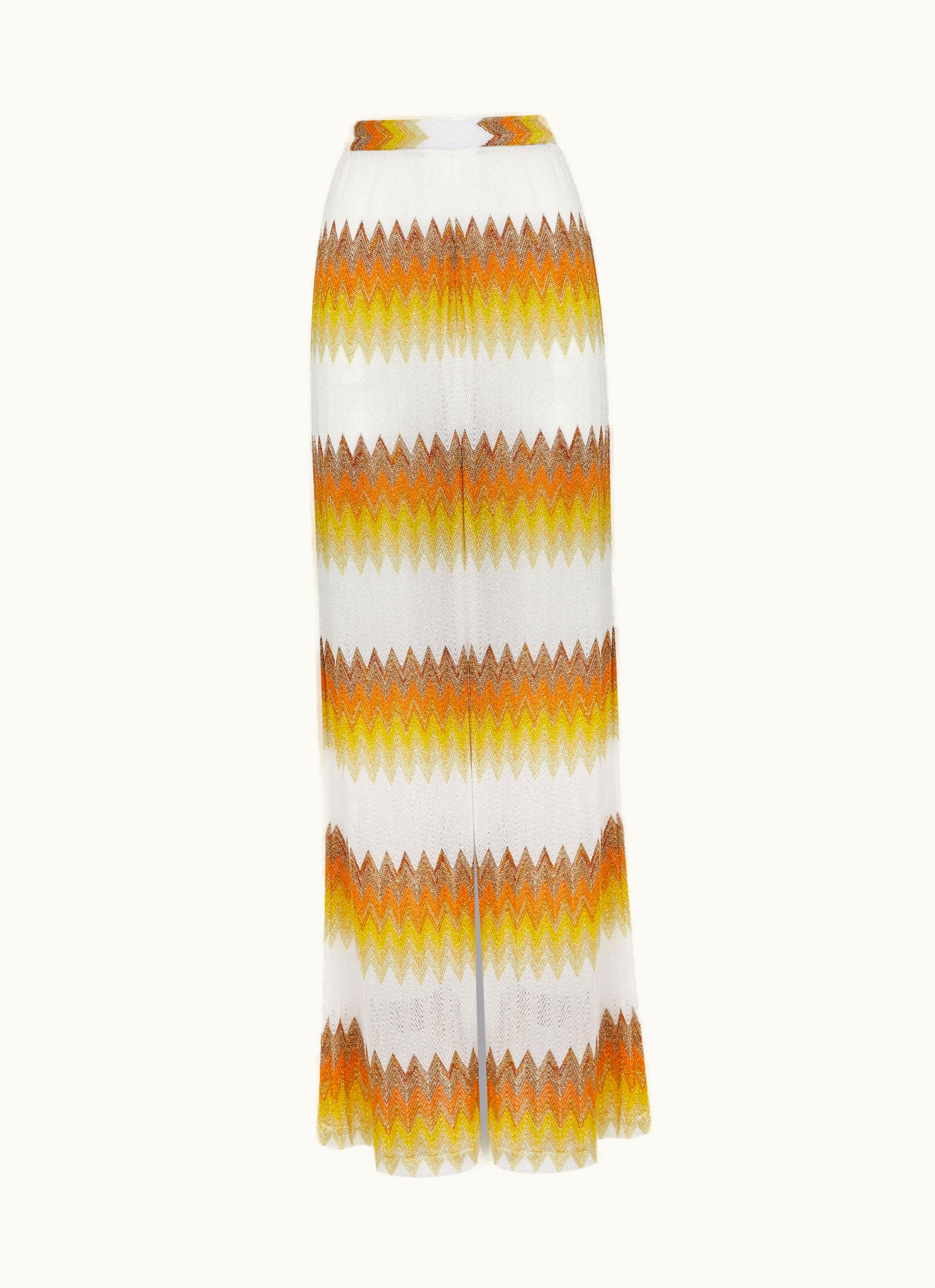 Missoni Missoni Zigzag Lamé Palazzo Cover Up Trousers White, Yellow & Ochre