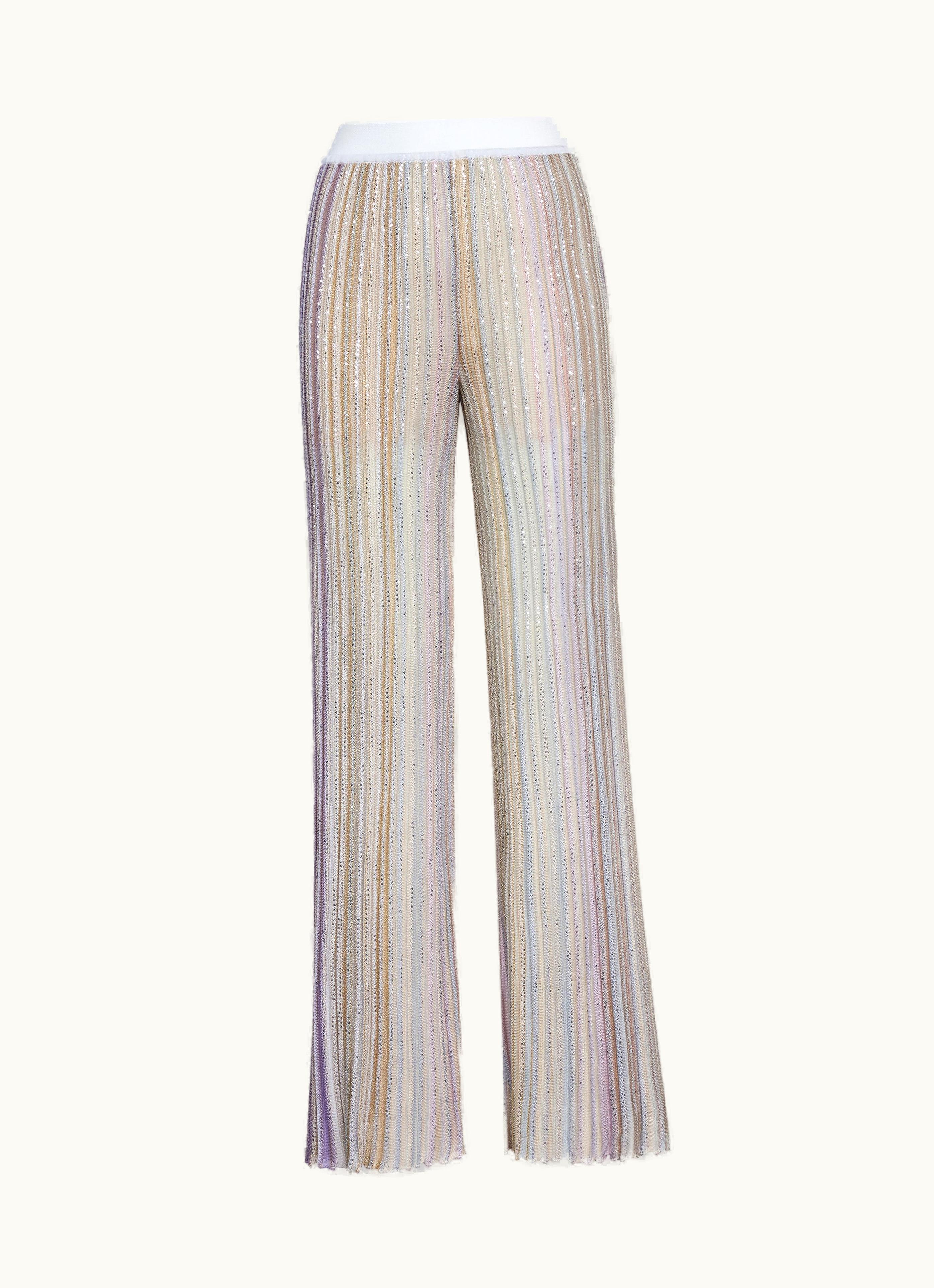 Missoni Missoni Flared Pleated Viscose Blend Trousers With Sequins Multicoloured
