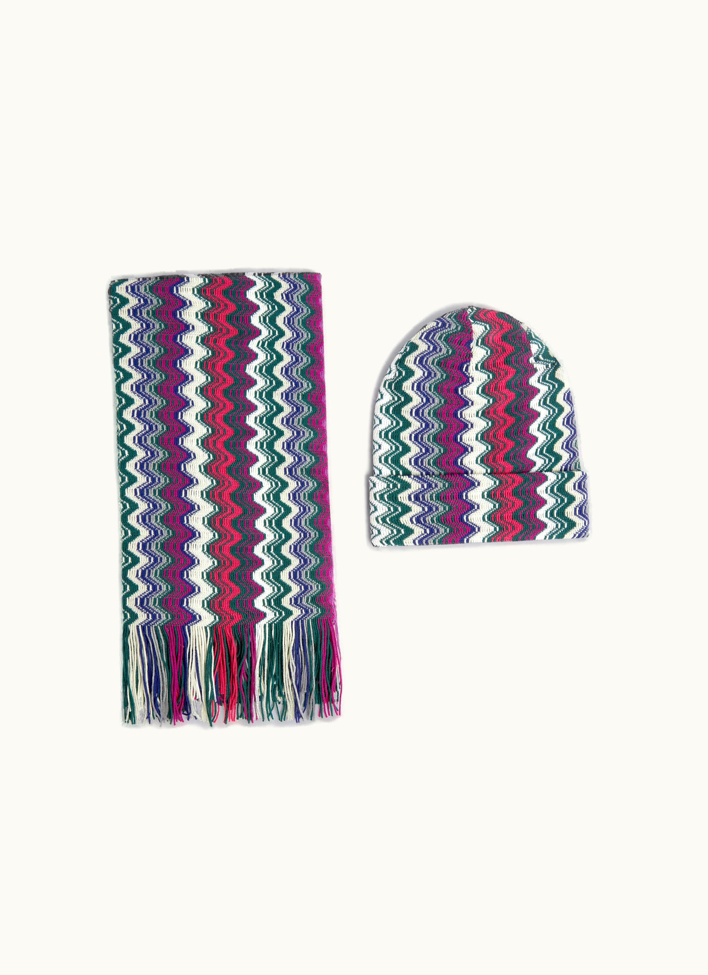 Missoni Missoni Two-piece Wool Blend Scarf And Beanie Set Multicoloured