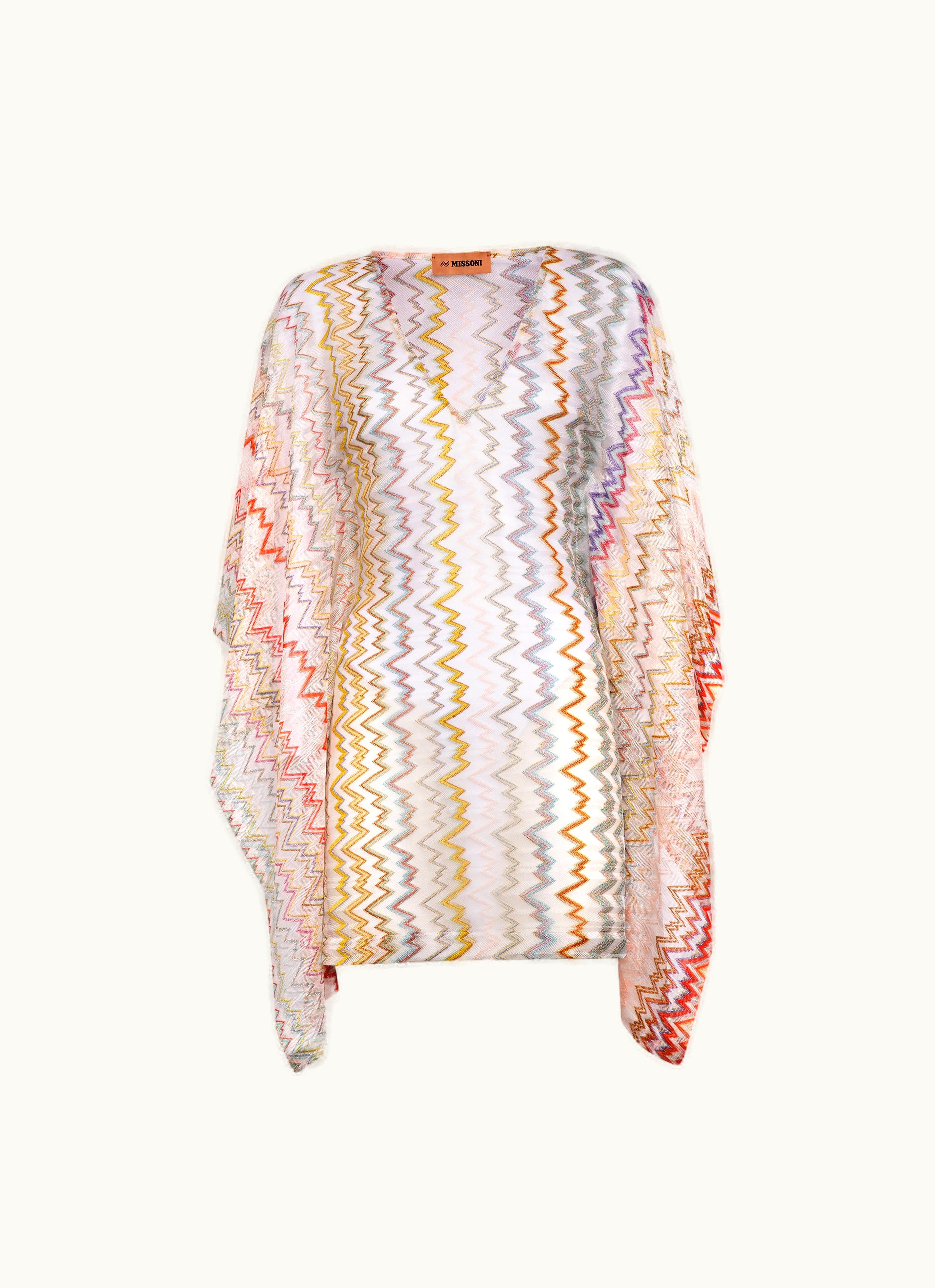Missoni Missoni Short Kaftan Cover Up With Mountain Pattern And Lamé Multicoloured