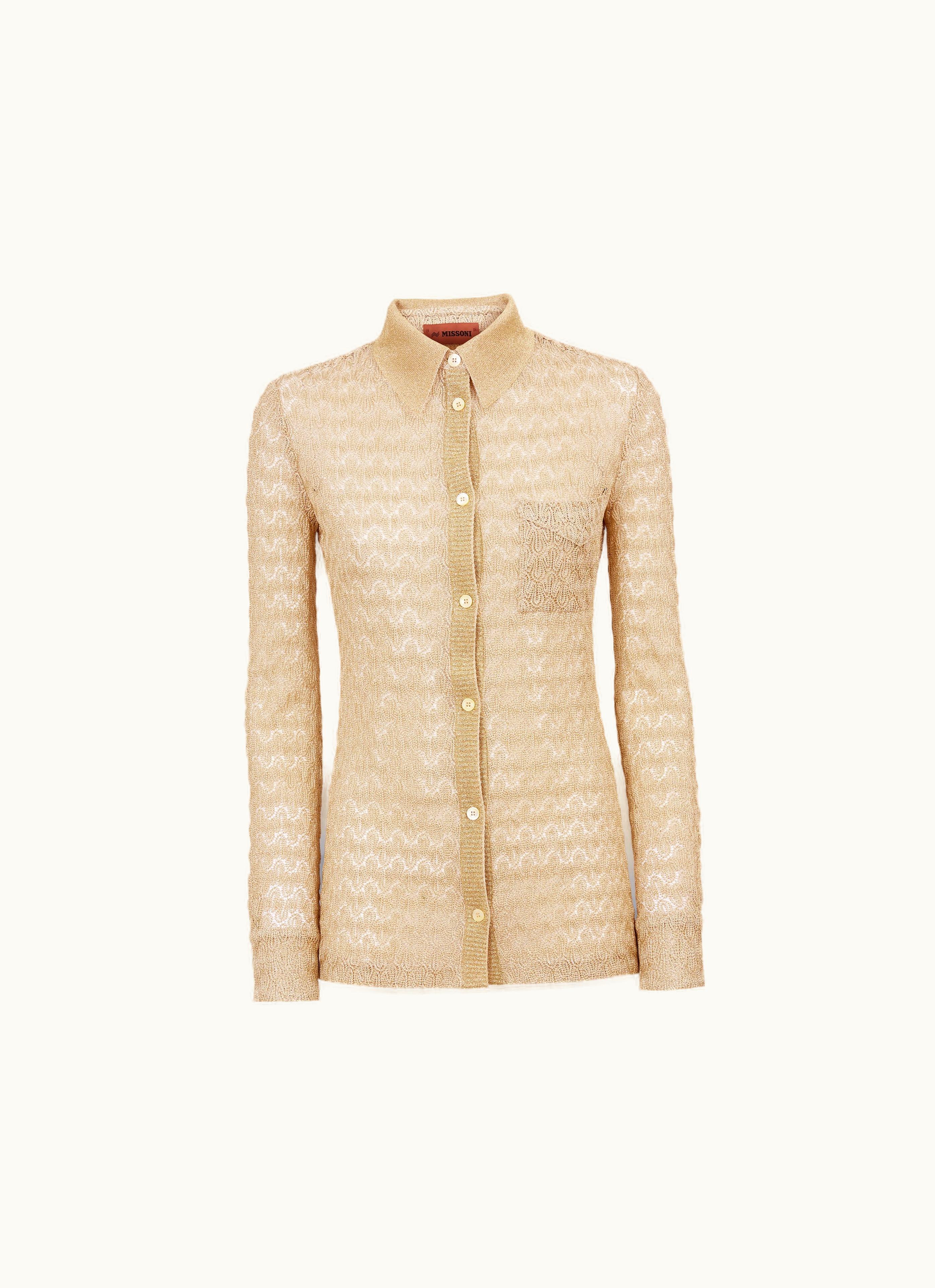 Missoni Missoni Viscose Blend Lace Effect Shirt With Lamé Silver & Grey Lamé