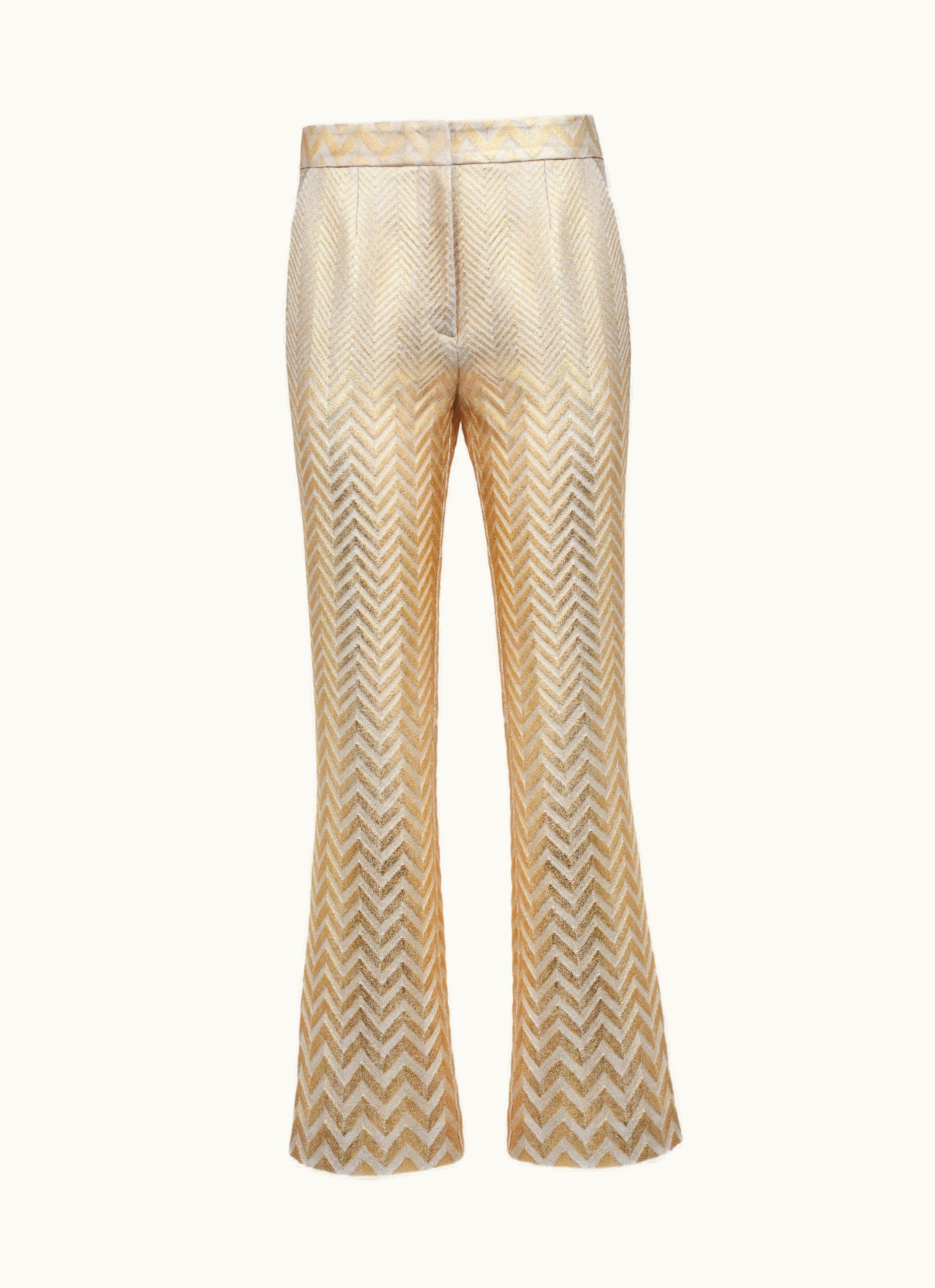 Missoni Missoni Zigzag Cotton And Viscose Flared Trousers Gold