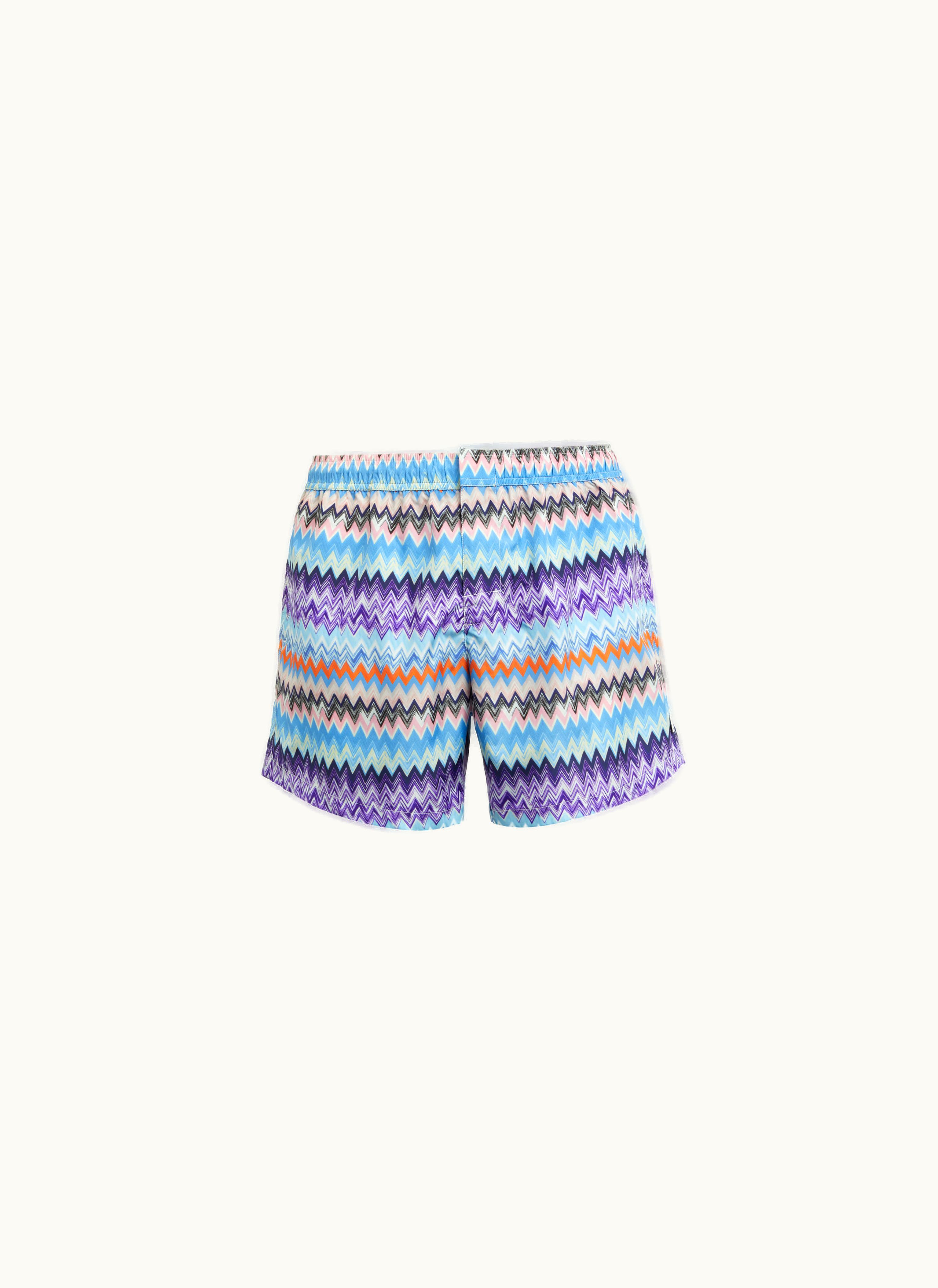 Missoni Missoni Technical Fabric Swimming Trunks With Chevron Print Blue