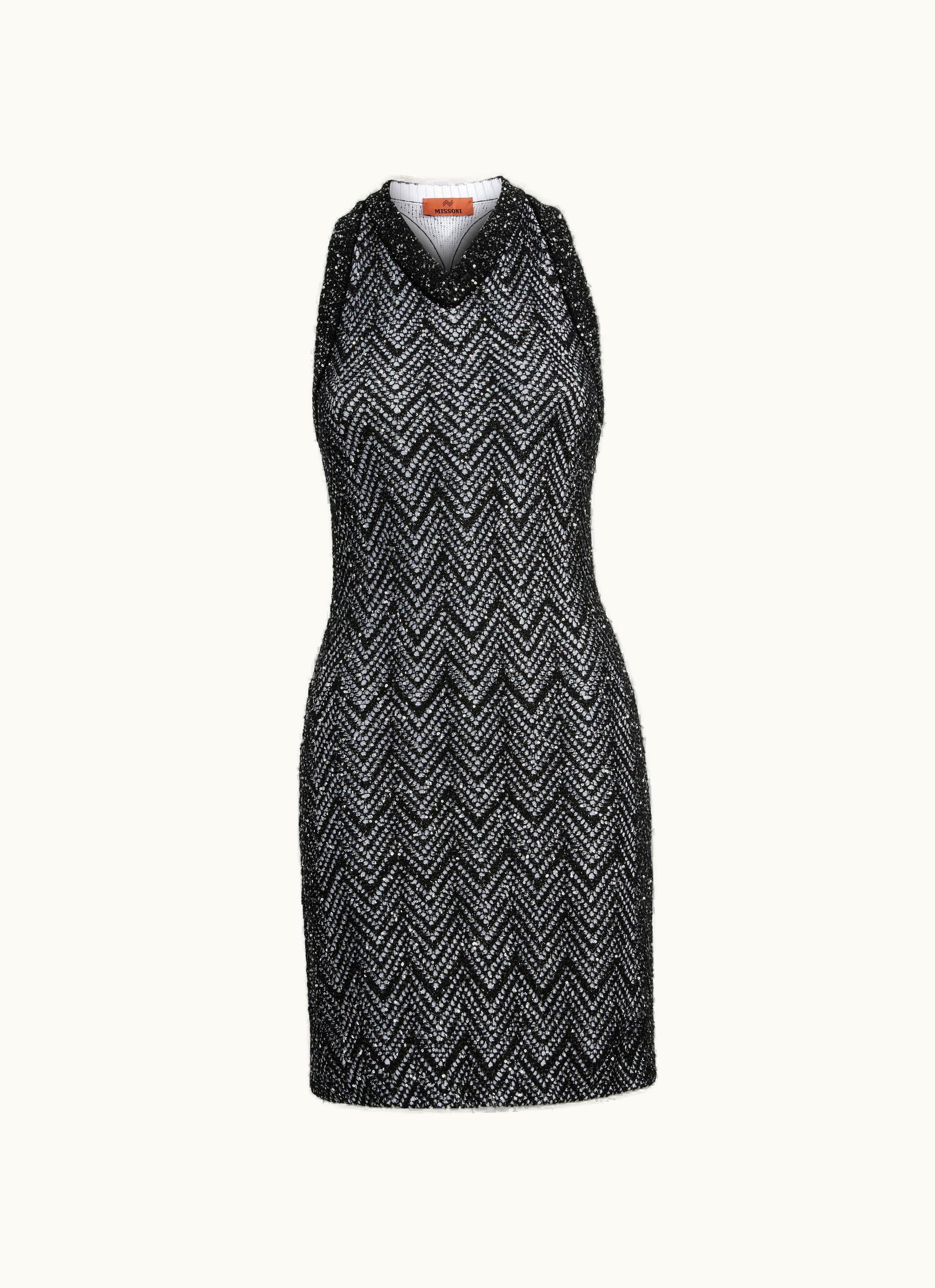 Missoni Missoni Cotton Blend Chevron Dress With Sequins Black