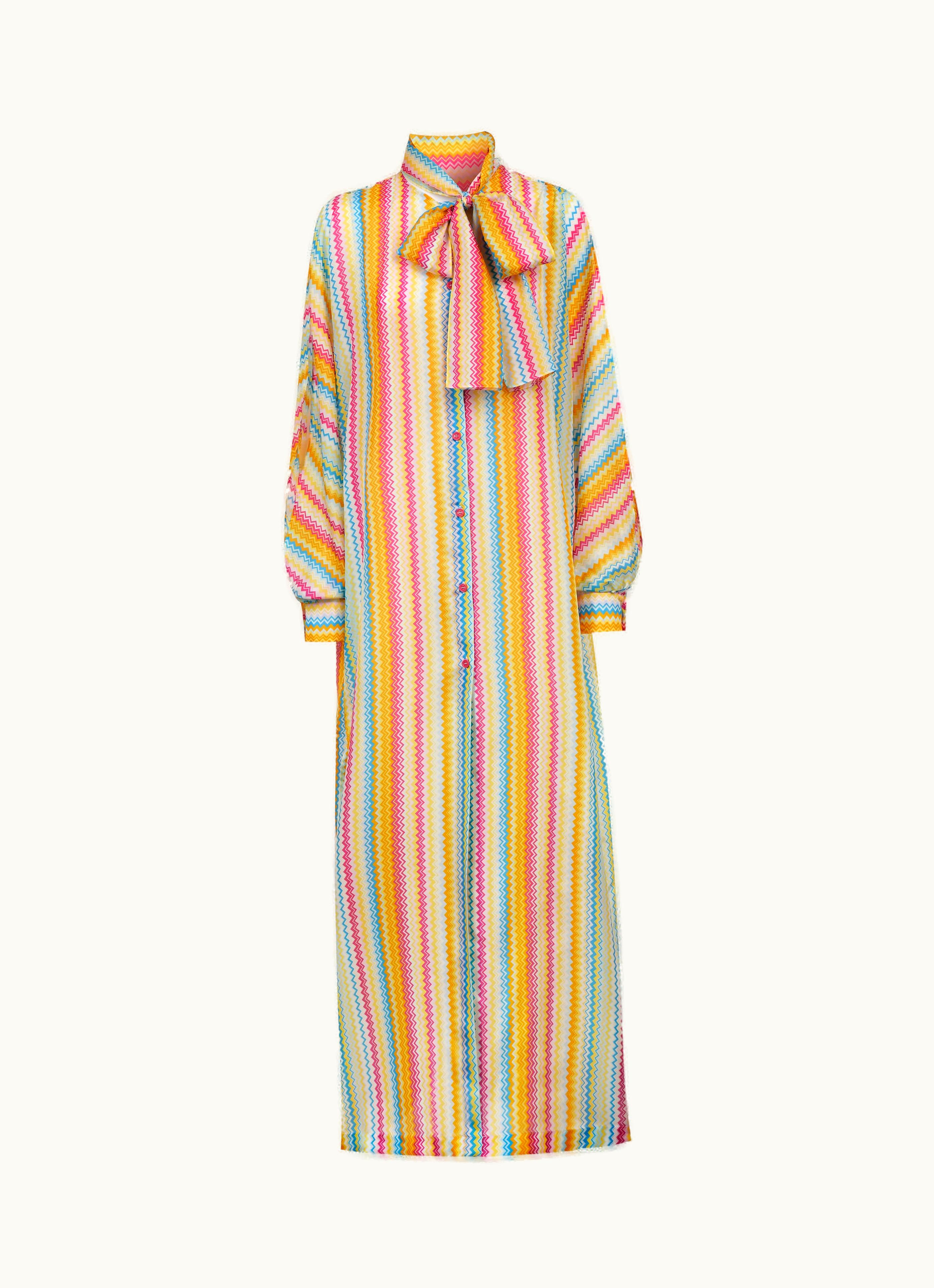Missoni Missoni Long Habutai Silk Cover Up With Sash Collar Multicoloured Multicoloured