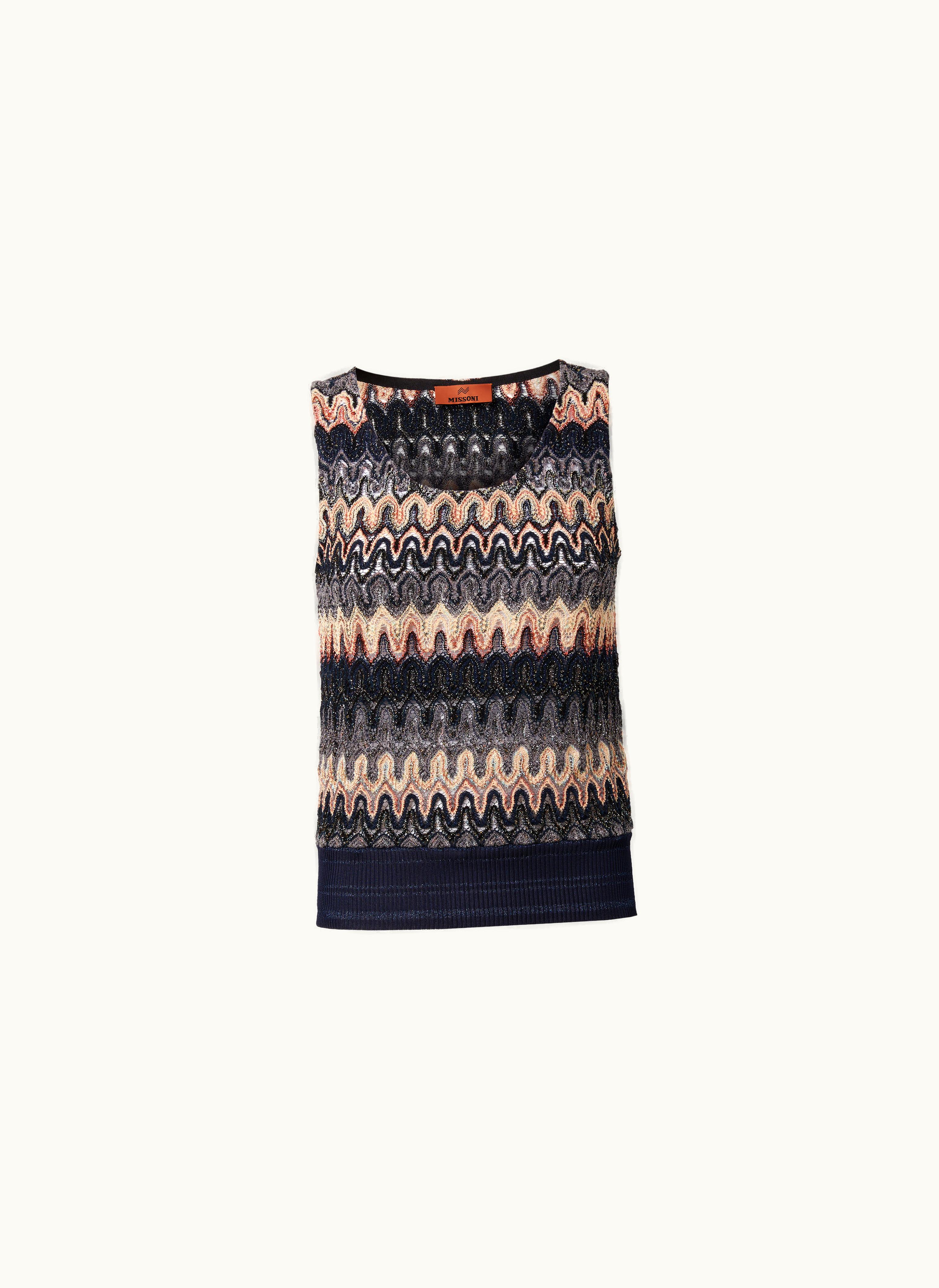 Missoni Missoni Tank Top In Lamé Viscose Blend With Wave Motif Multicoloured