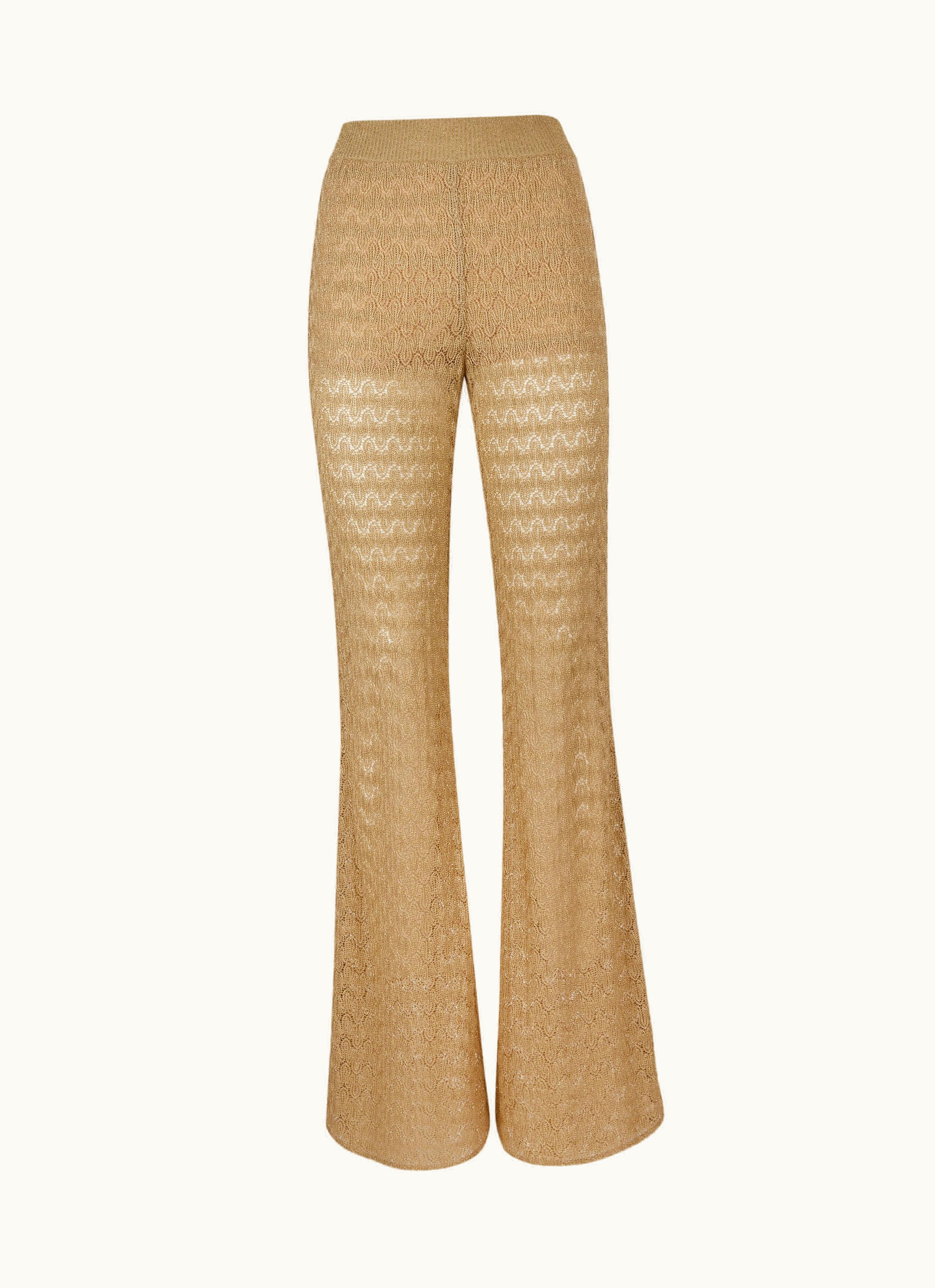 Missoni Missoni Viscose Blend Knitted Flared Trousers Ochre & Yellow Lamé