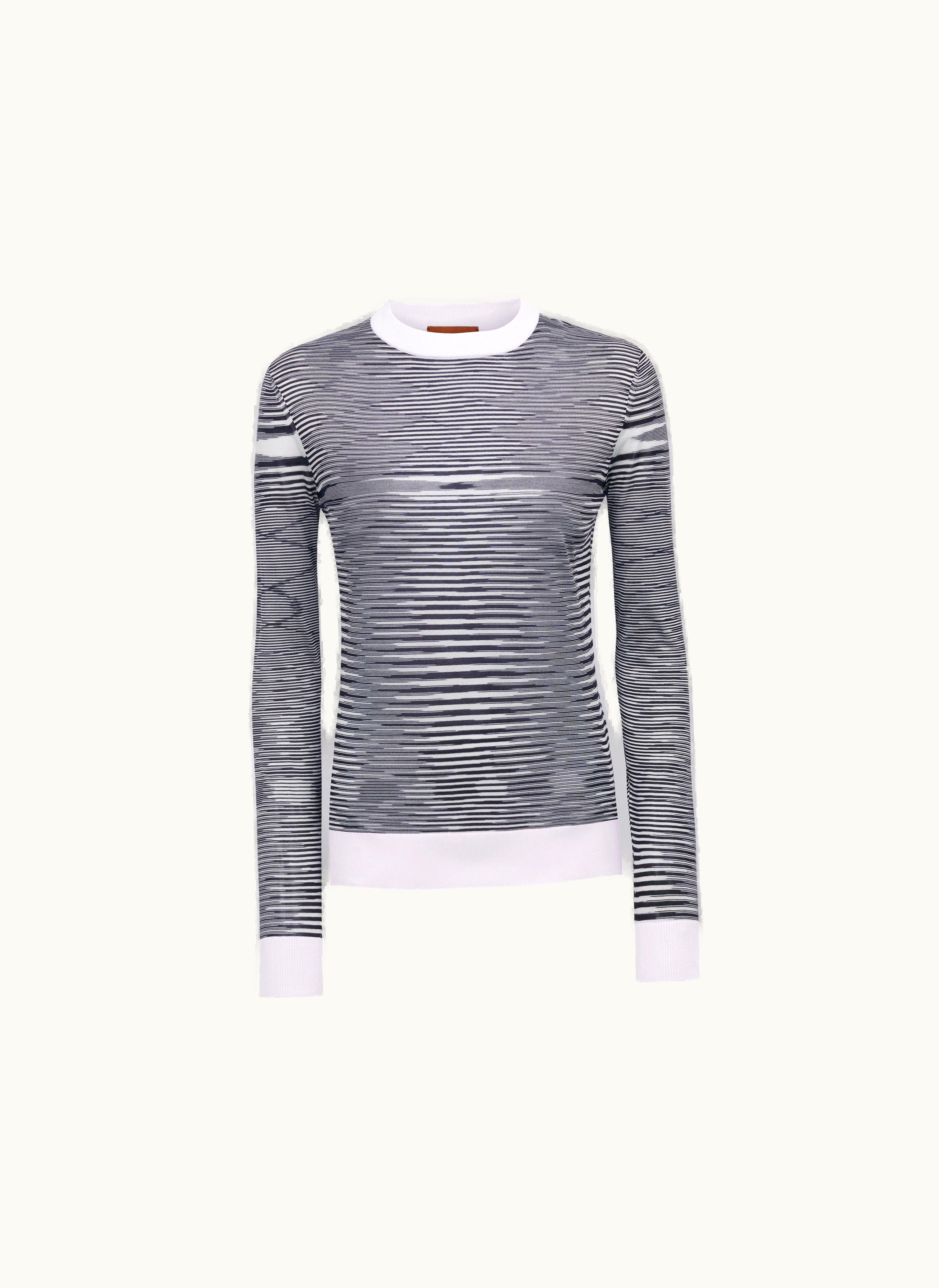 Missoni Missoni Crew-neck Sweater In Slubbed Silk Black & White