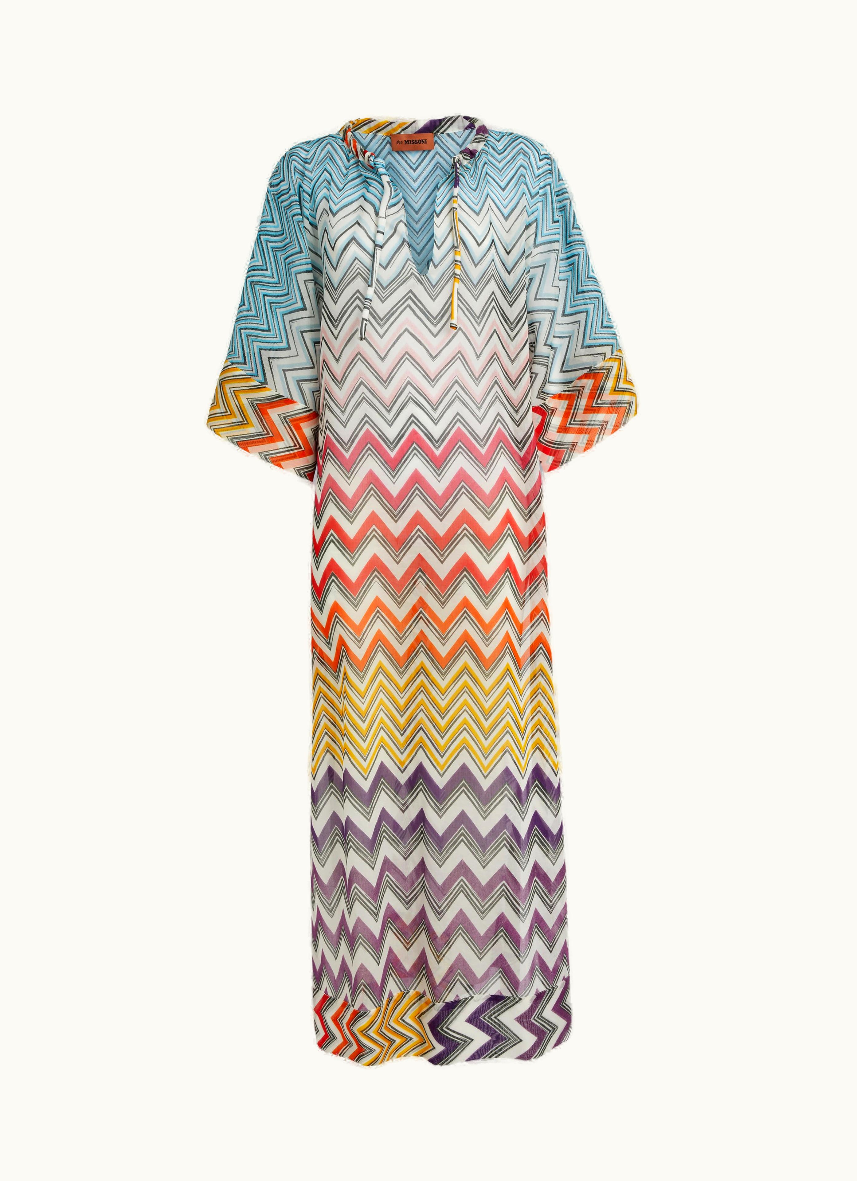 Missoni Missoni Long Zigzag Print Cotton And Silk Cover Up Multicoloured