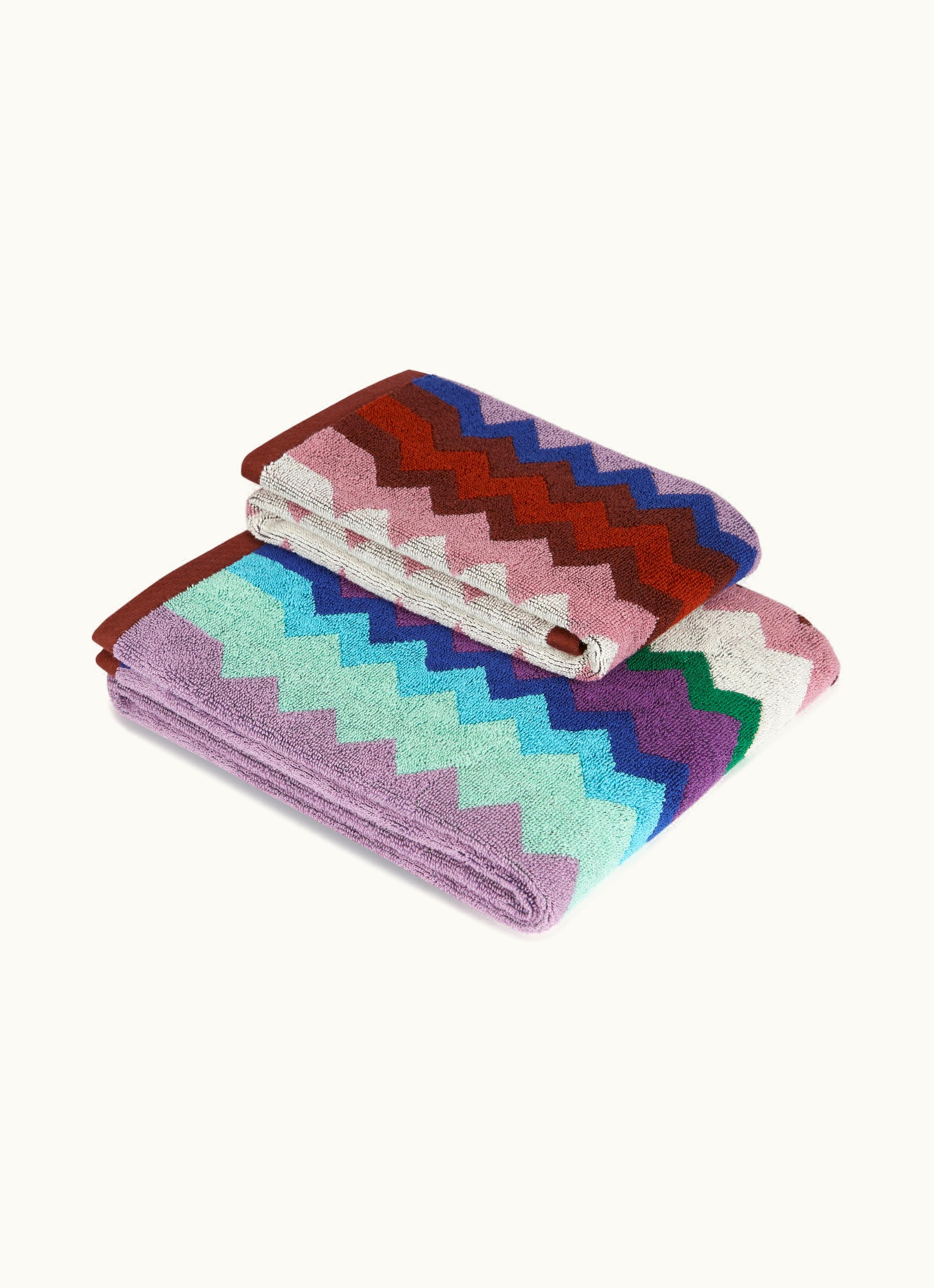 Missoni Missoni 2-piece Chantal Bath Towel Set In Chevron Cotton Terry Multicoloured