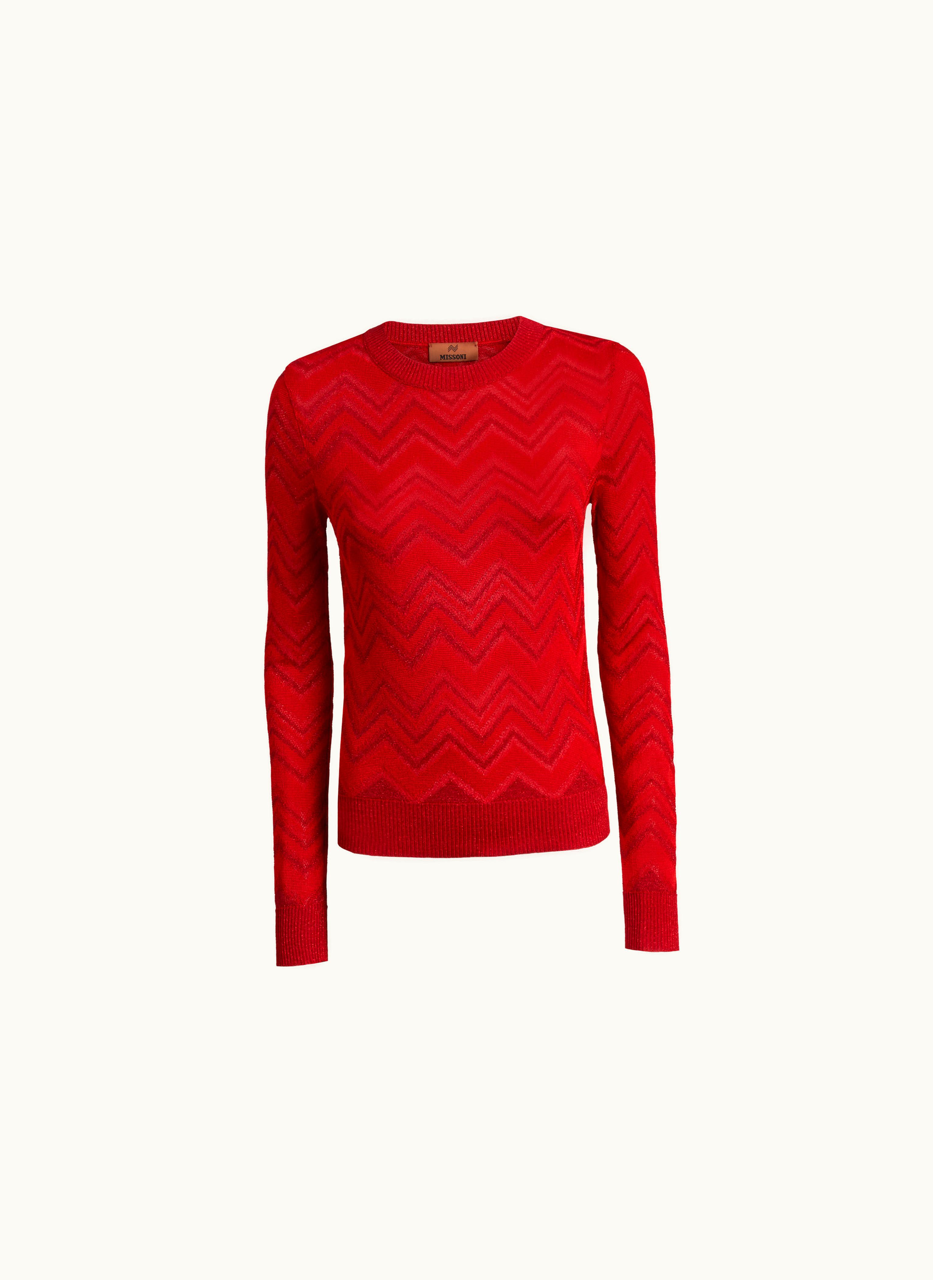 Missoni Missoni Crew-neck Jumper In Zigzag Viscose Blend With Lurex Red