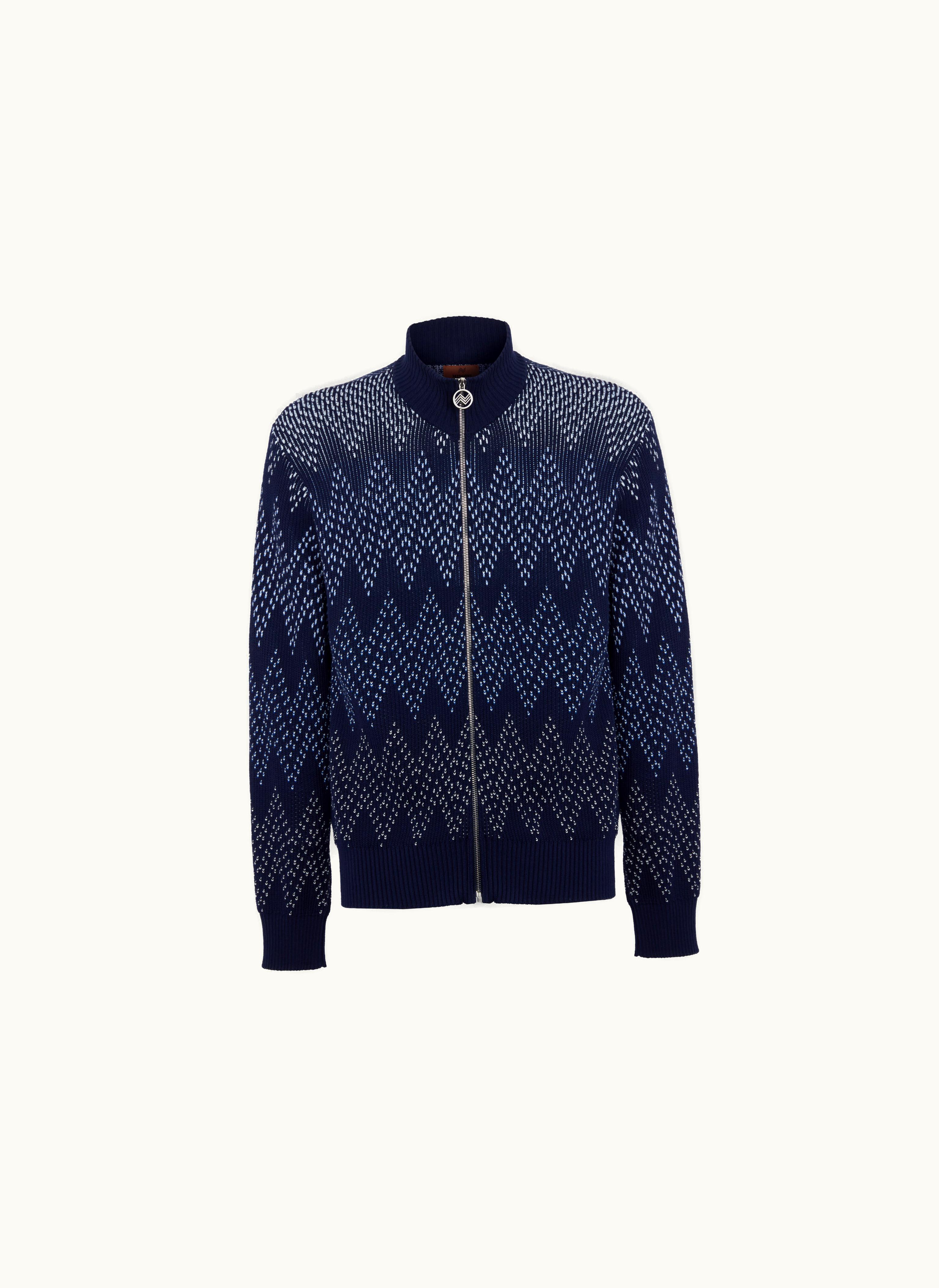 Missoni Missoni Cotton Chevron Jacket With Zip White & Blue