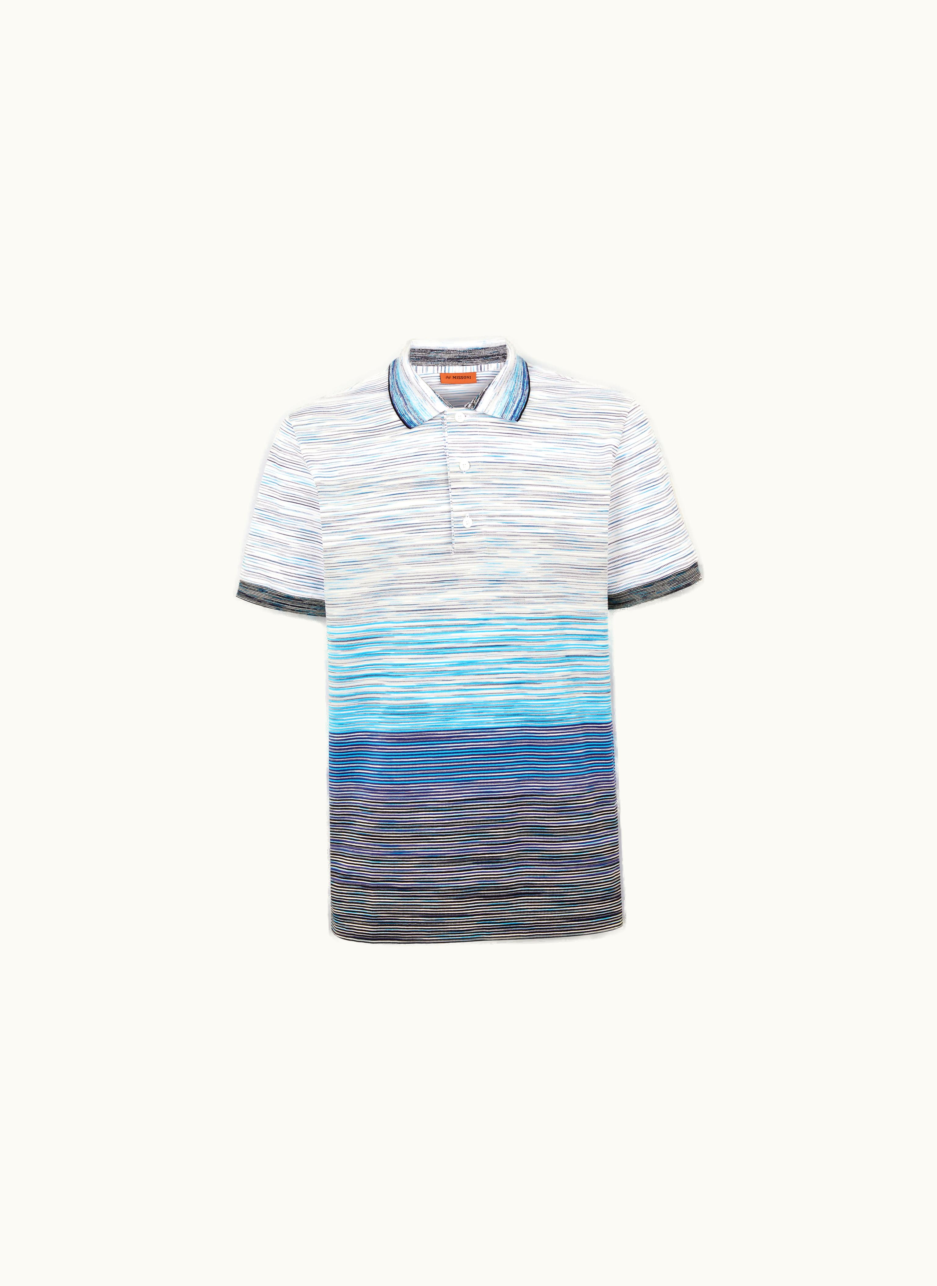 Missoni Missoni Slub Cotton Piqué Polo Shirt Red, Purple & Light Blue
