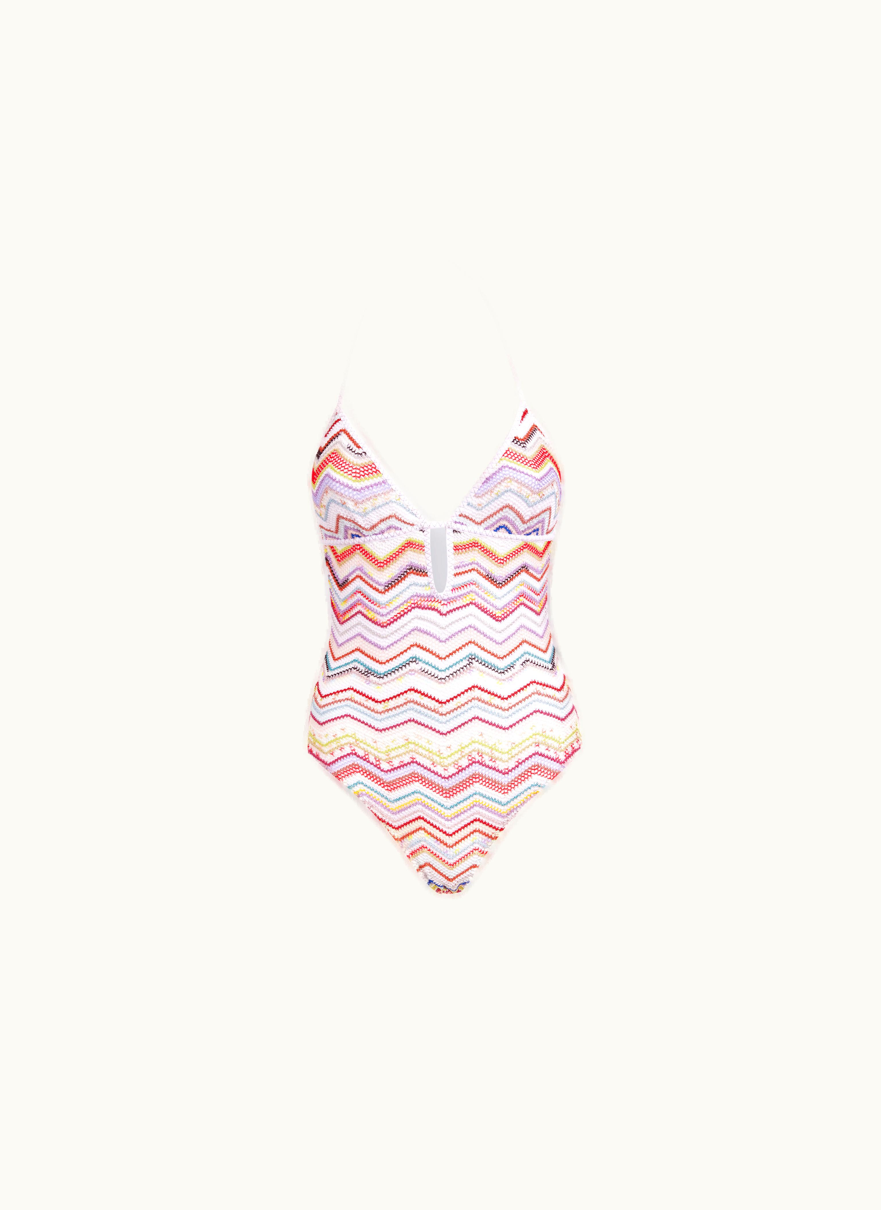 Missoni Missoni One-piece Swimming Costume In Zigzag Crochet With Lurex Multicoloured