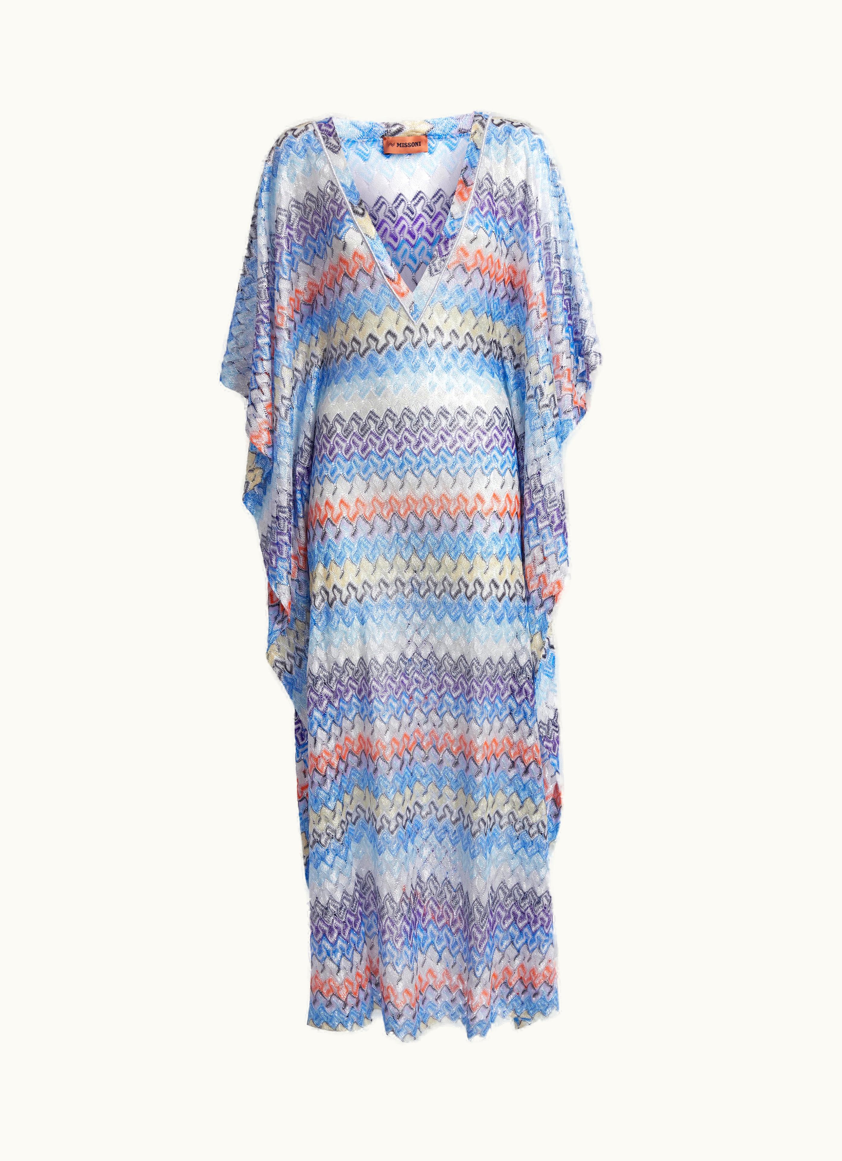 Missoni Missoni Long Multicoloured Viscose Knit Kaftan Cover Up Multicoloured