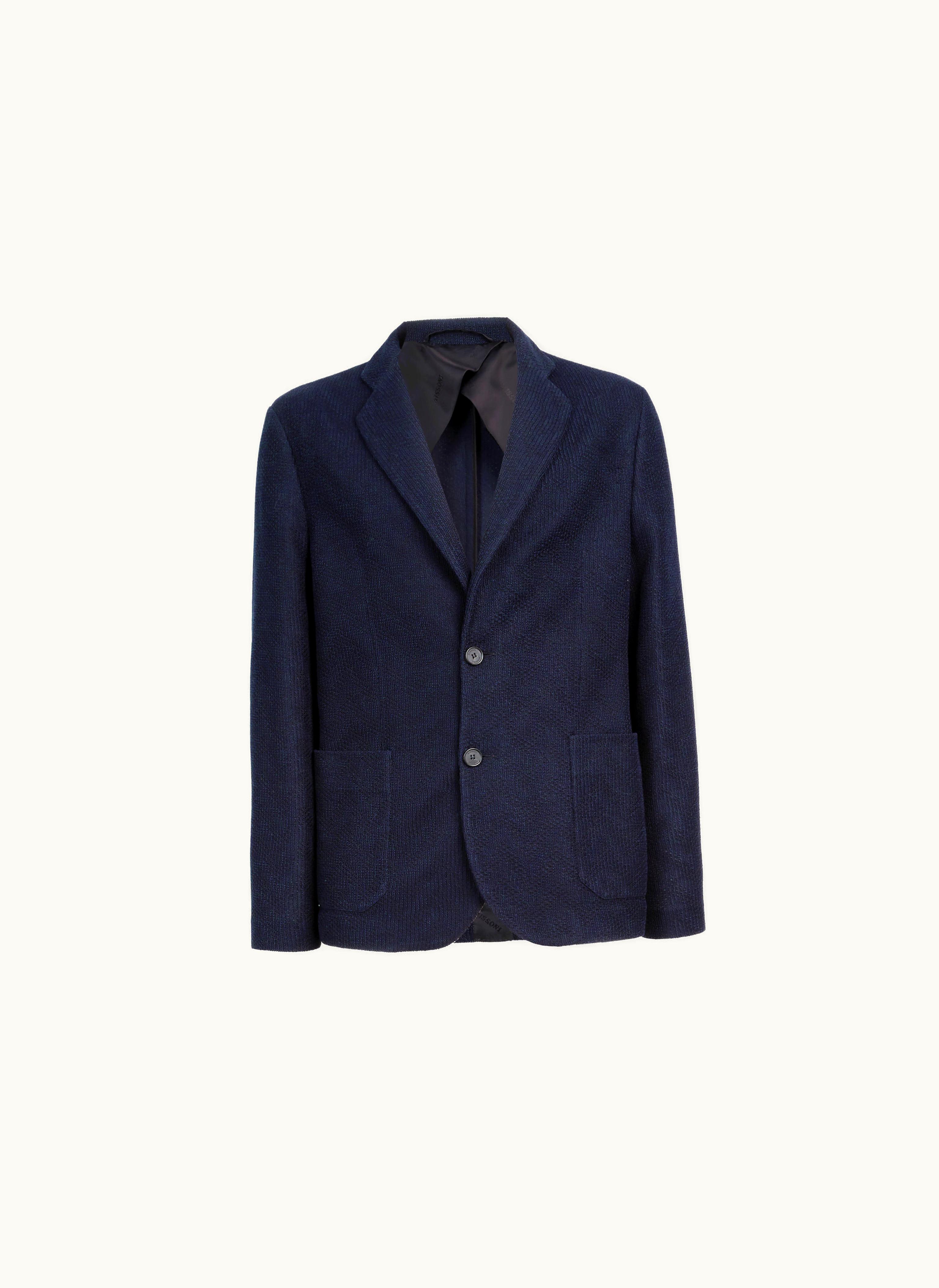 Missoni Missoni Cotton Chevron single-breasted Blazer Navy Blue