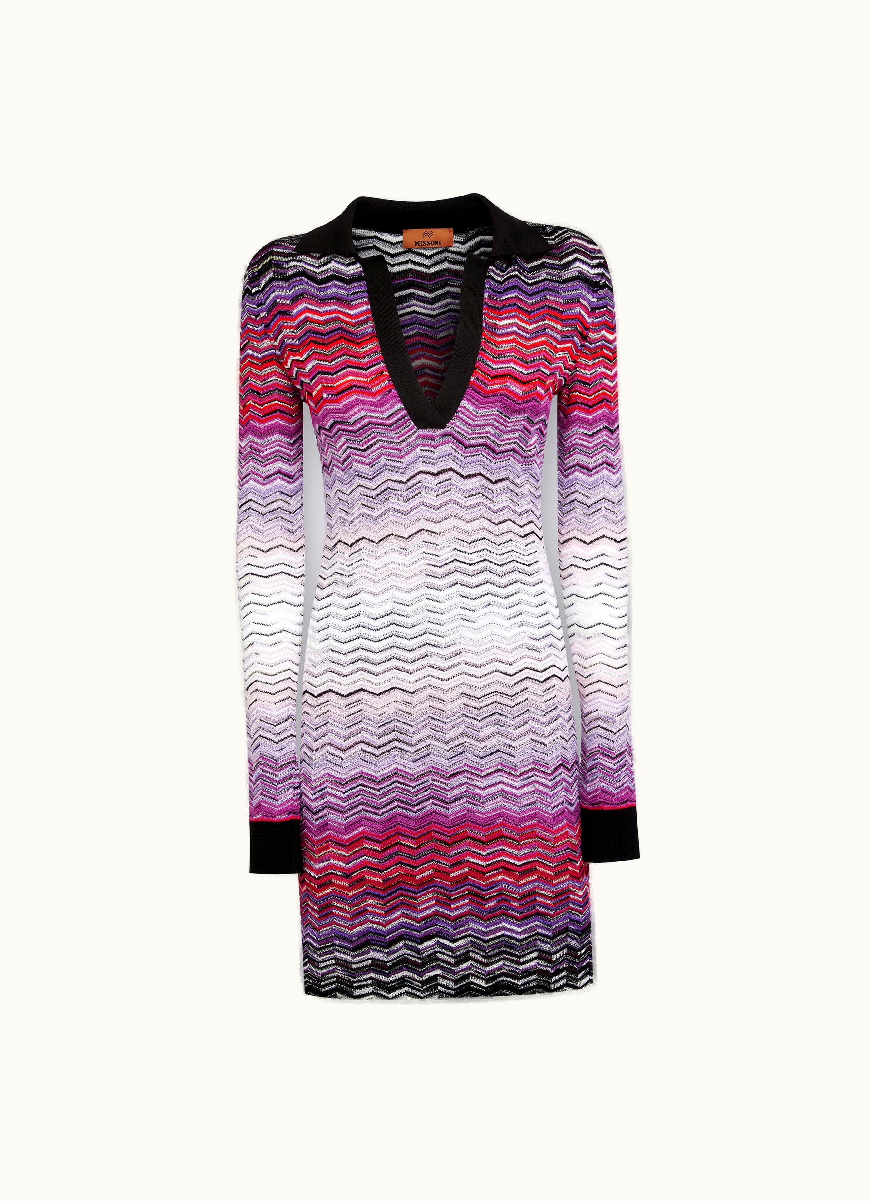 Missoni Missoni Short Dégradé Chevron Dress With Collar Multicoloured