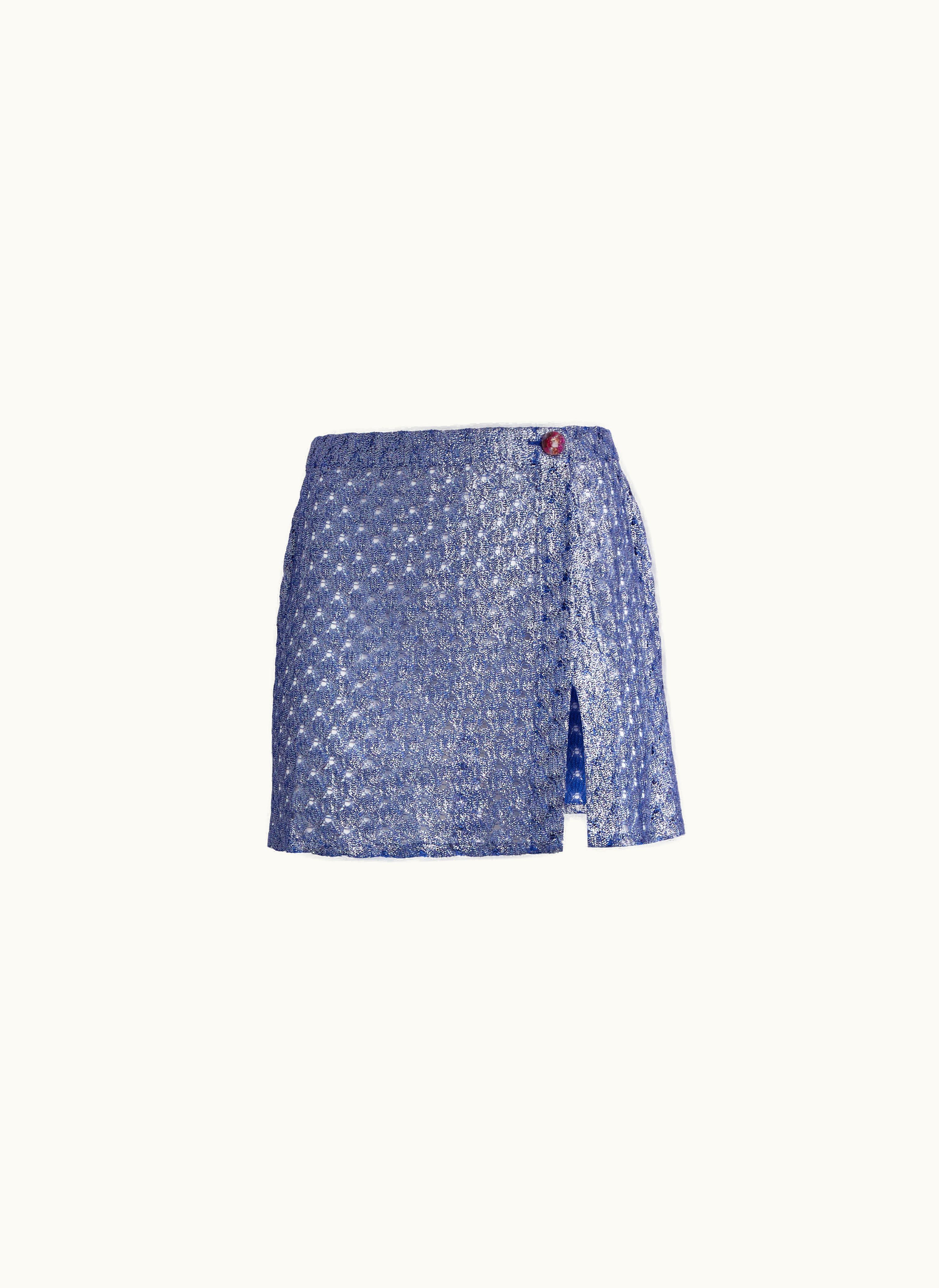 Missoni Missoni Lace-effect wrap-around Miniskirt With Glossy Finish Blue