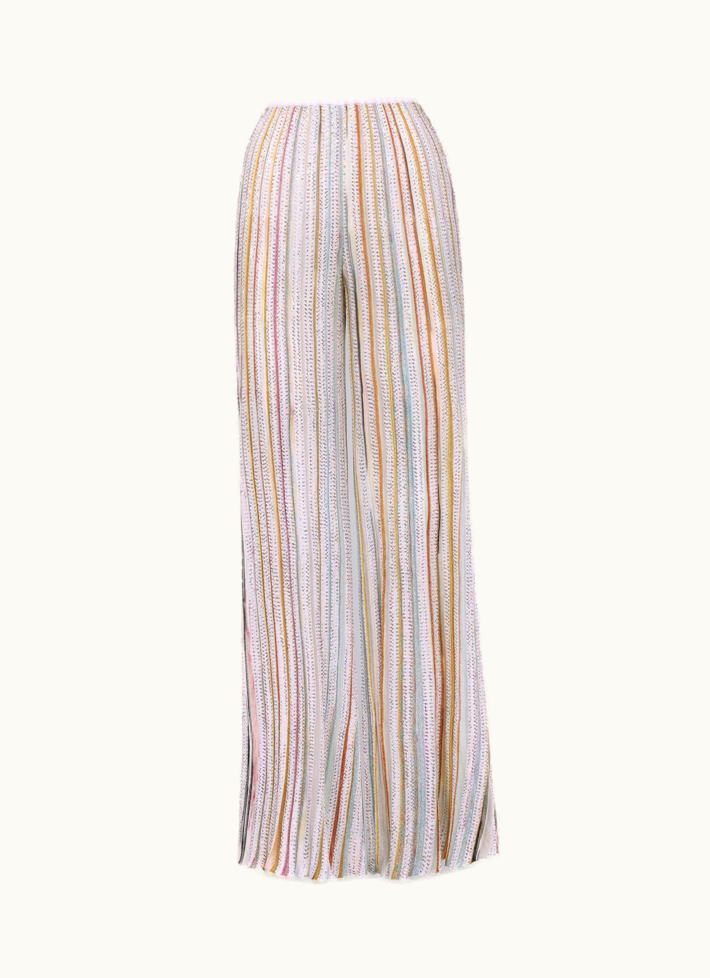 Missoni Missoni Striped Palazzo Trousers With Sequins White & Multicoloured