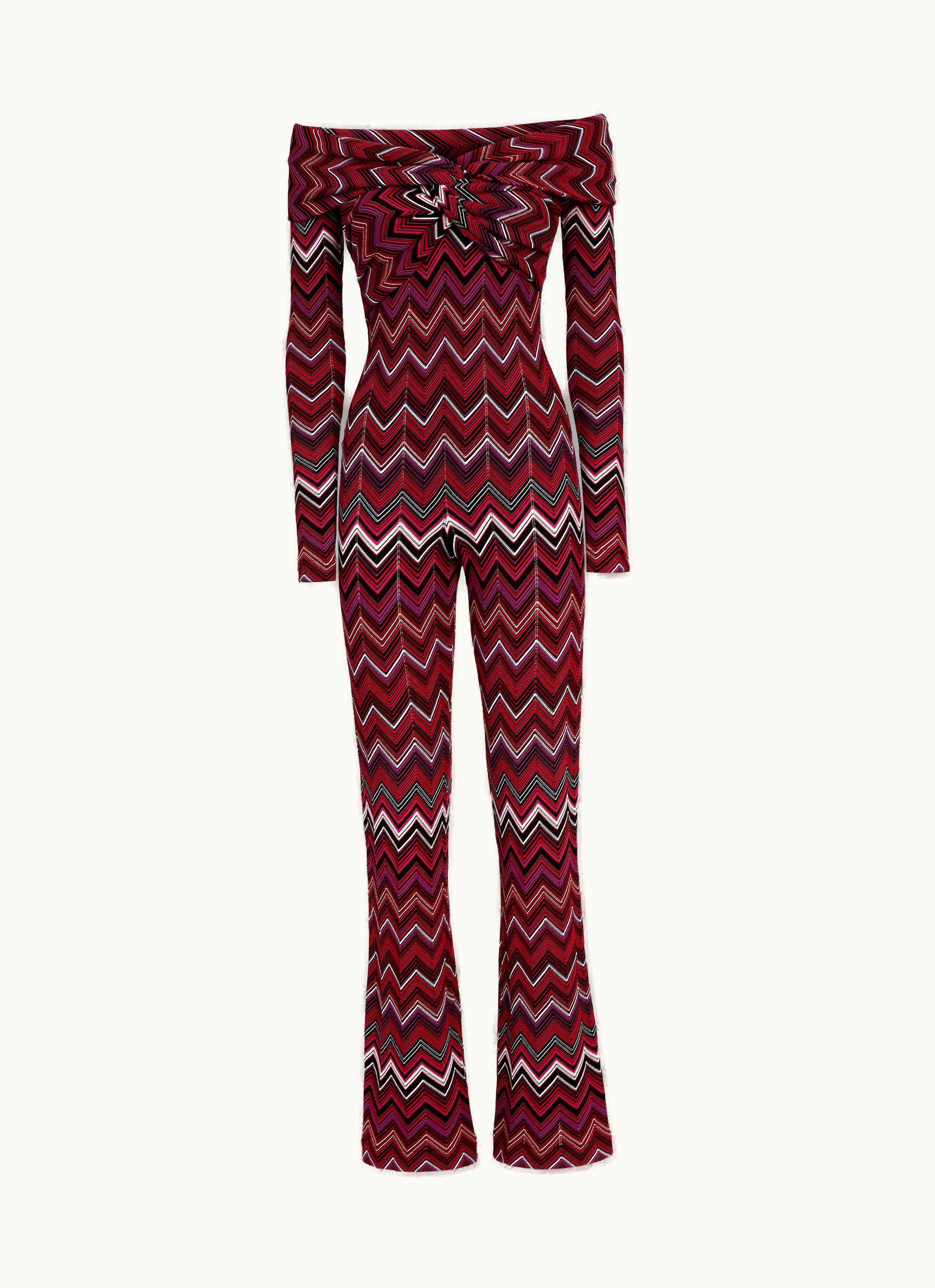 Missoni Missoni Viscose Blend Chevron Jumpsuit With Bardot Neckline Multicoloured