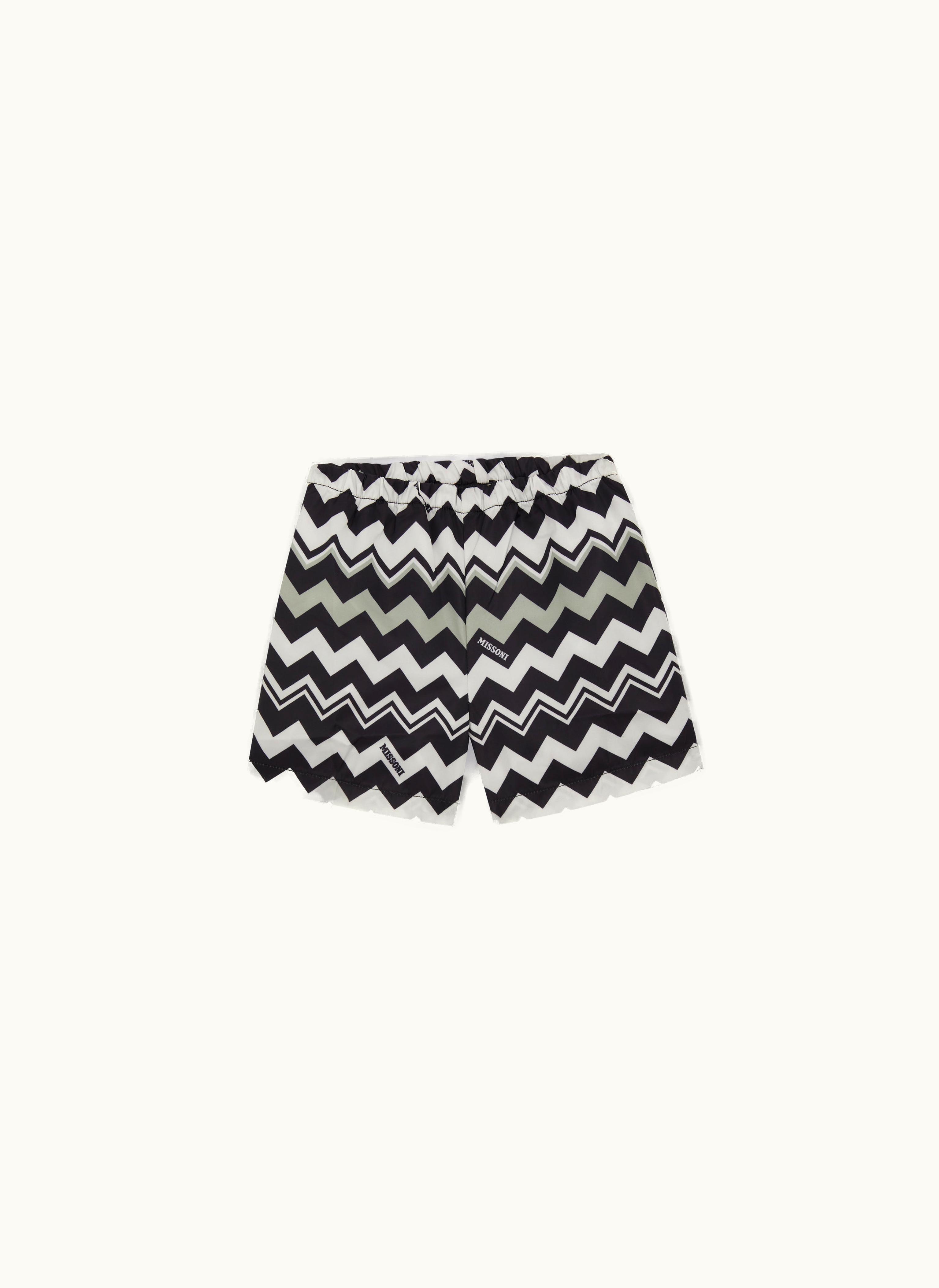 Missoni Missoni Swimming Costume With Elastic Waistband With Zigzag Pattern Black & White