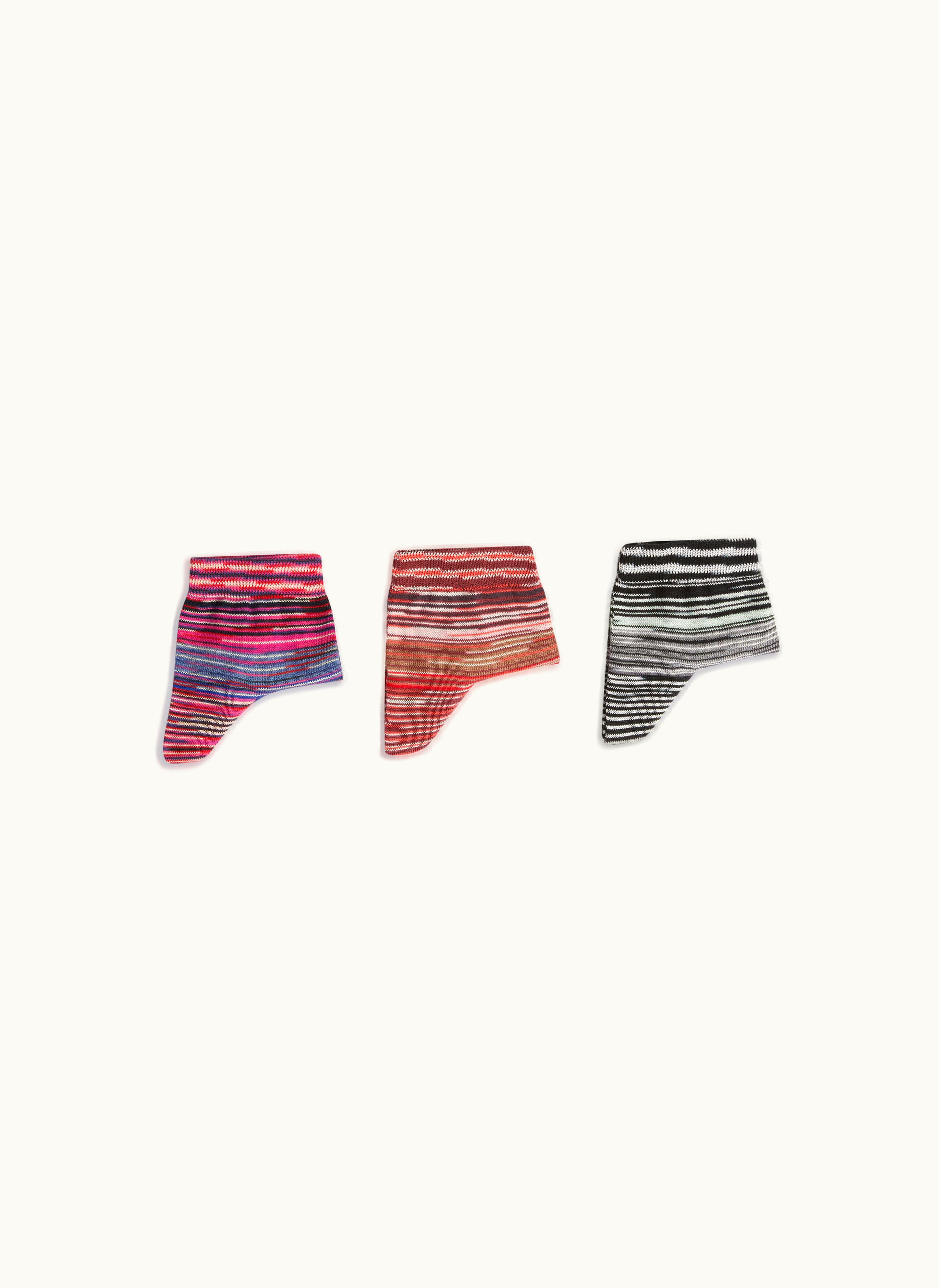 Missoni Missoni Three-piece Set Of Short Striped Cotton Blend Socks Multicoloured