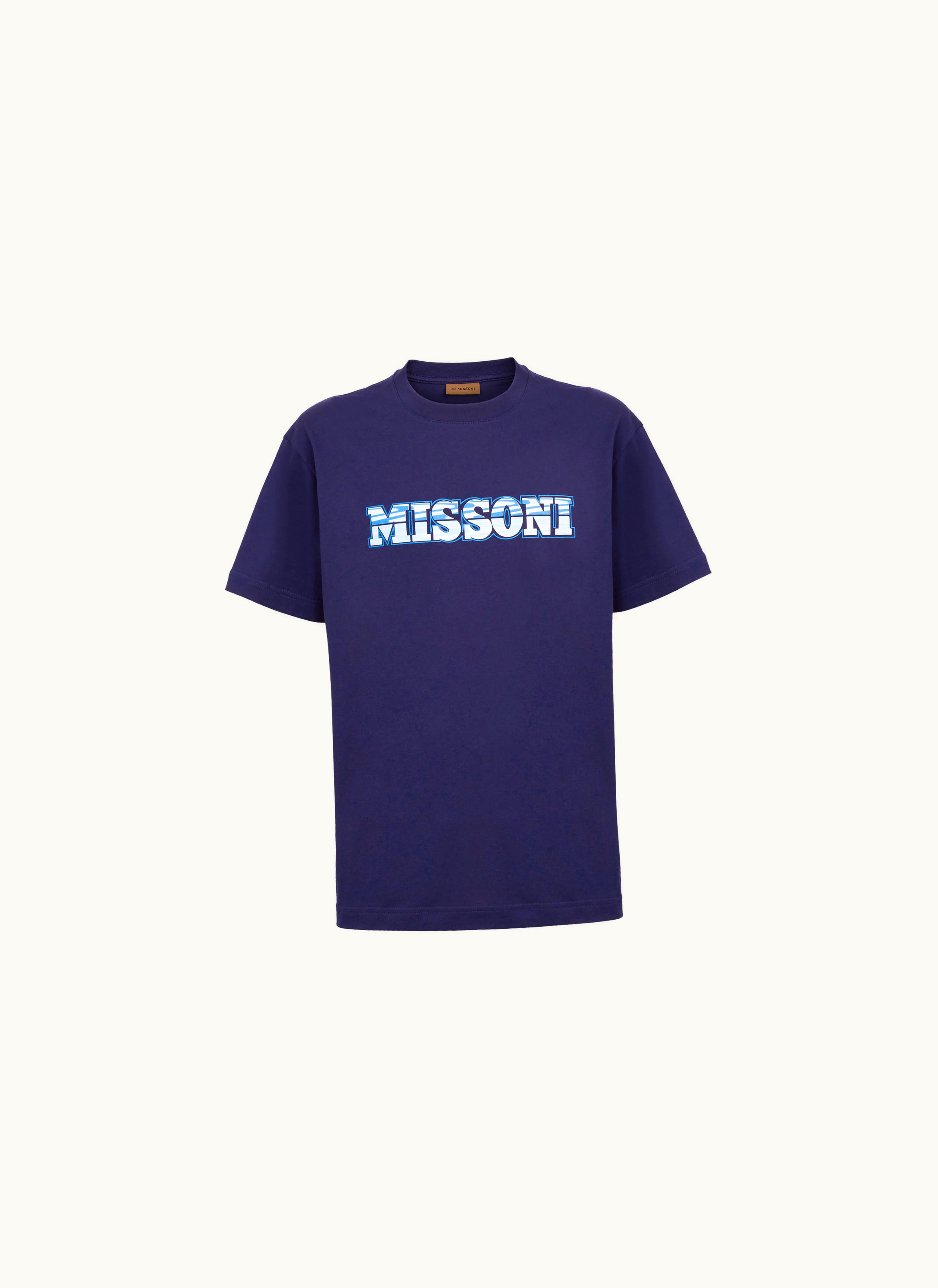 Missoni Missoni Logo Print Cotton Jersey crew-neck T-shirt Blue