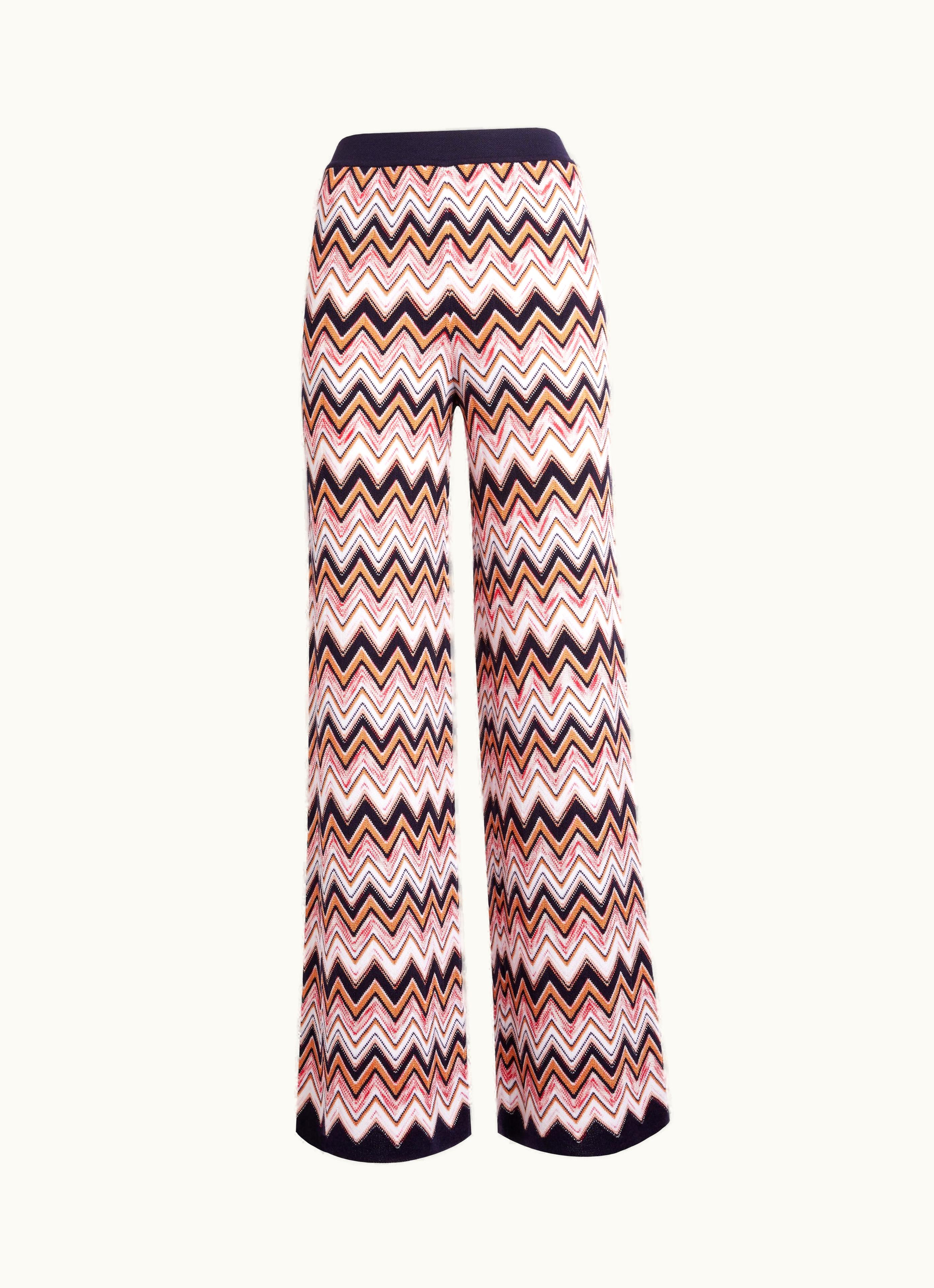 Missoni Missoni Palazzo Trousers In Chevron Viscose And Wool Multicoloured