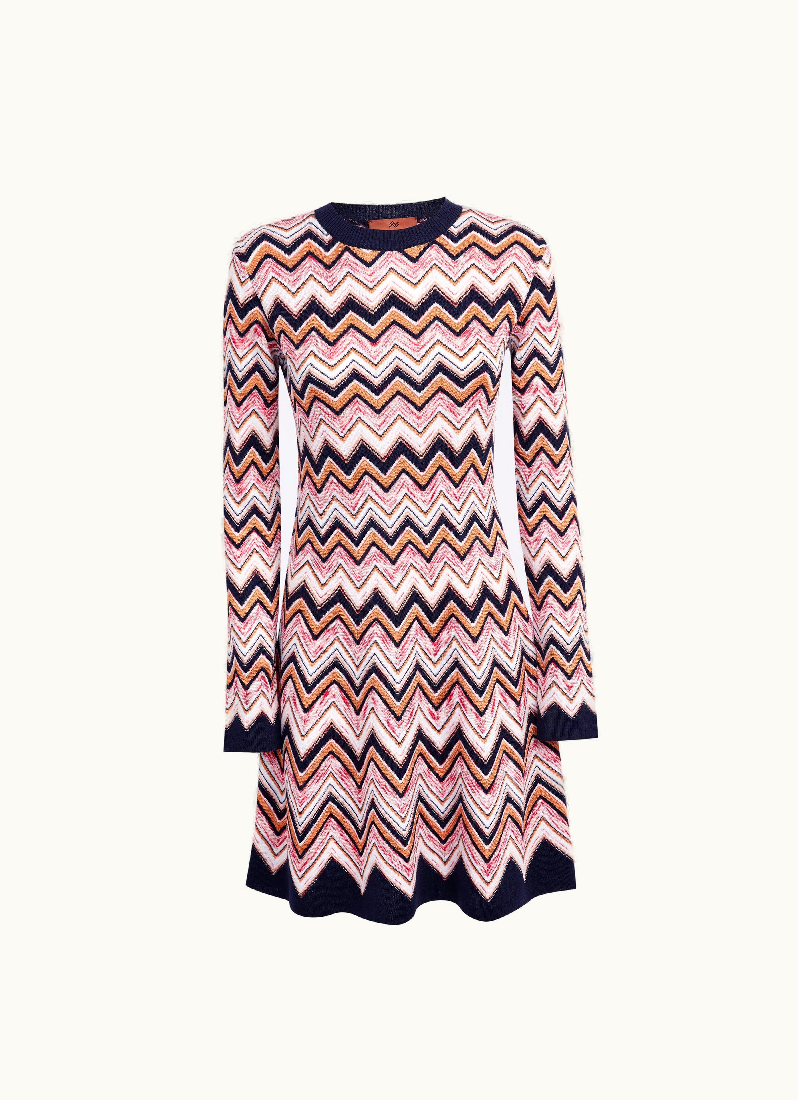 Missoni Missoni Long-sleeved crew-neck Dress In Zigzag Knit Multicoloured