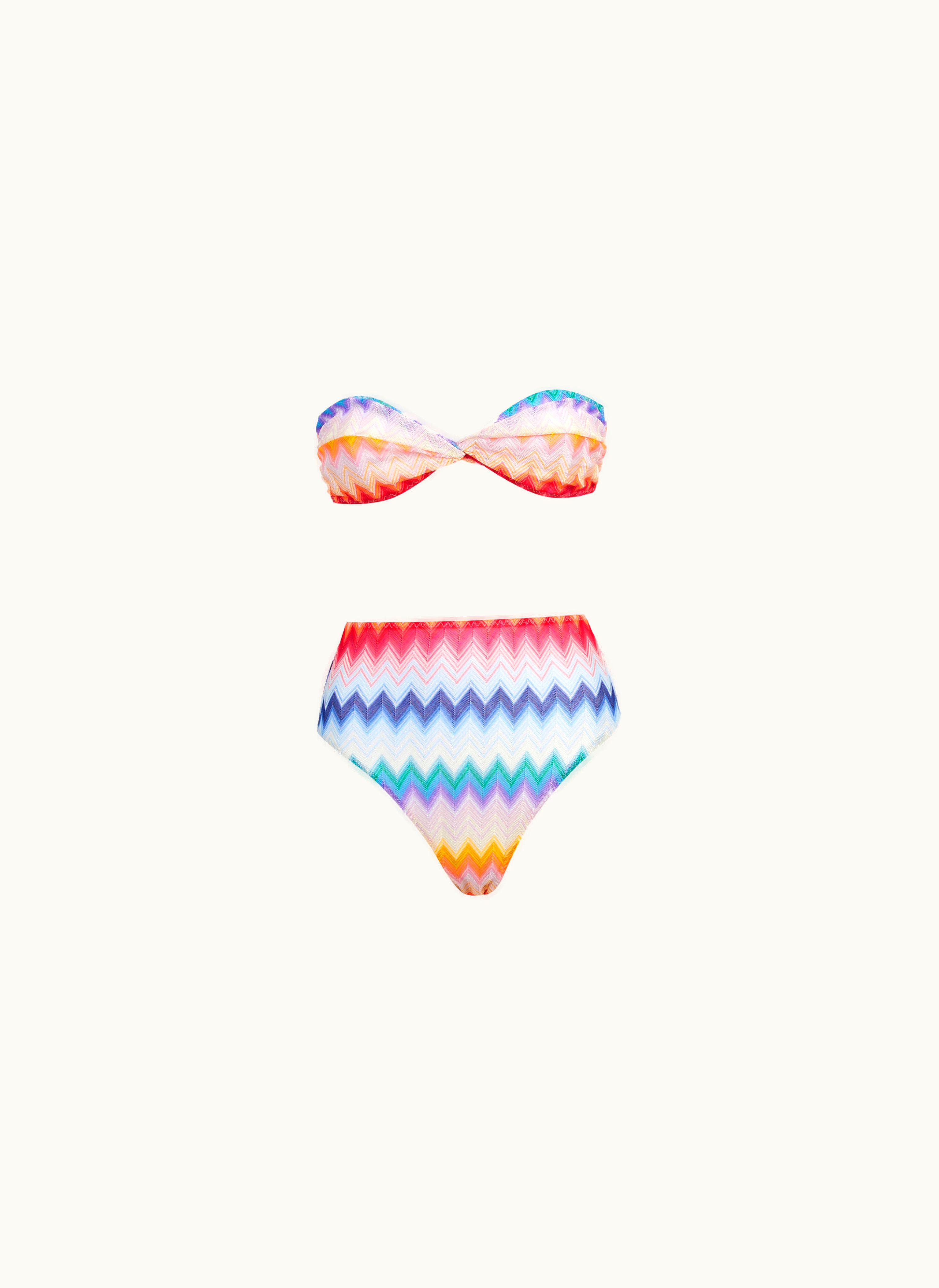 Missoni Missoni High-waisted Bikini Bottom In Zigzag Print Fabric Multicoloured