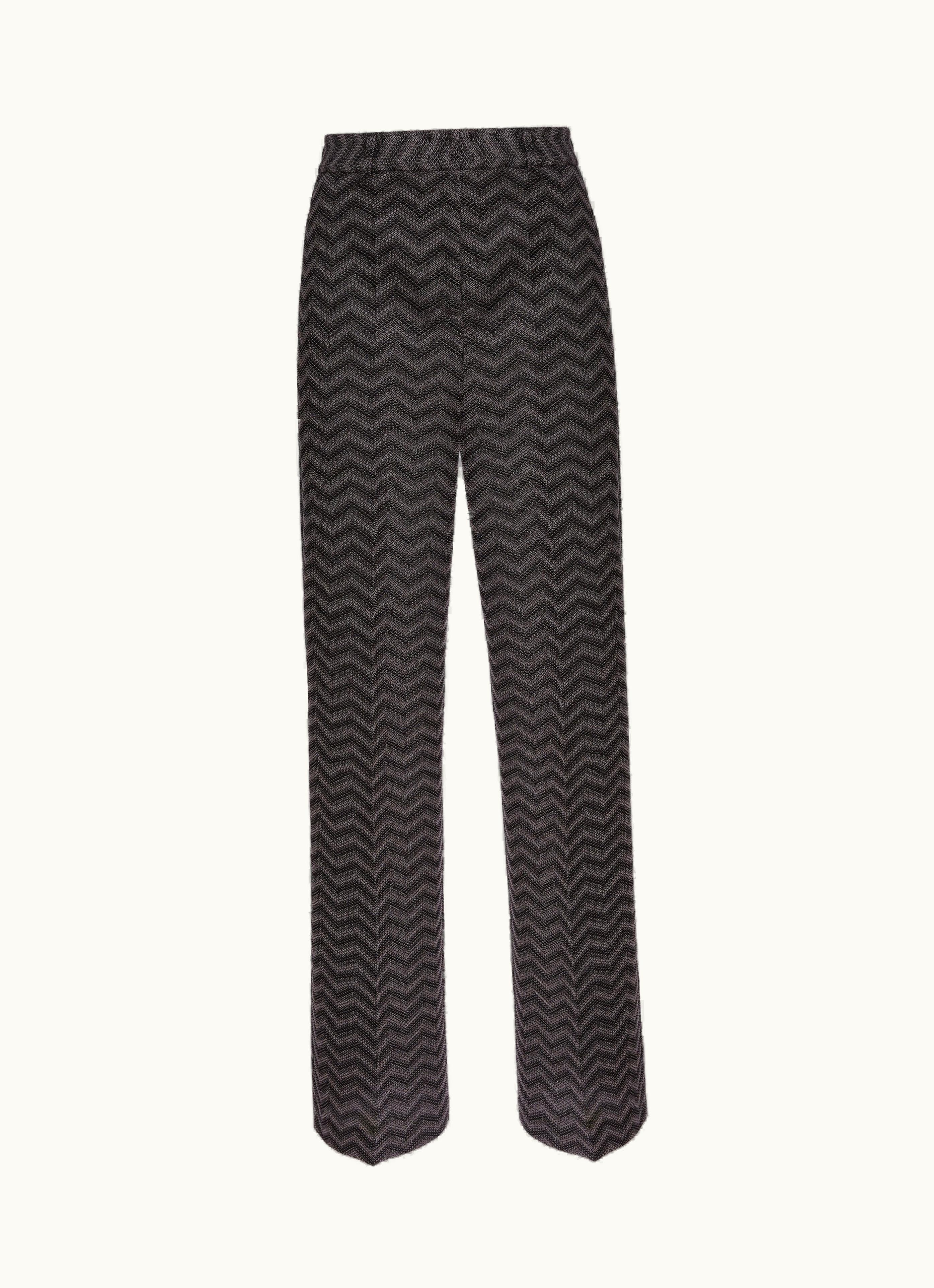 Missoni Missoni Straight Cotton Chevron Trousers White, Black & Beige