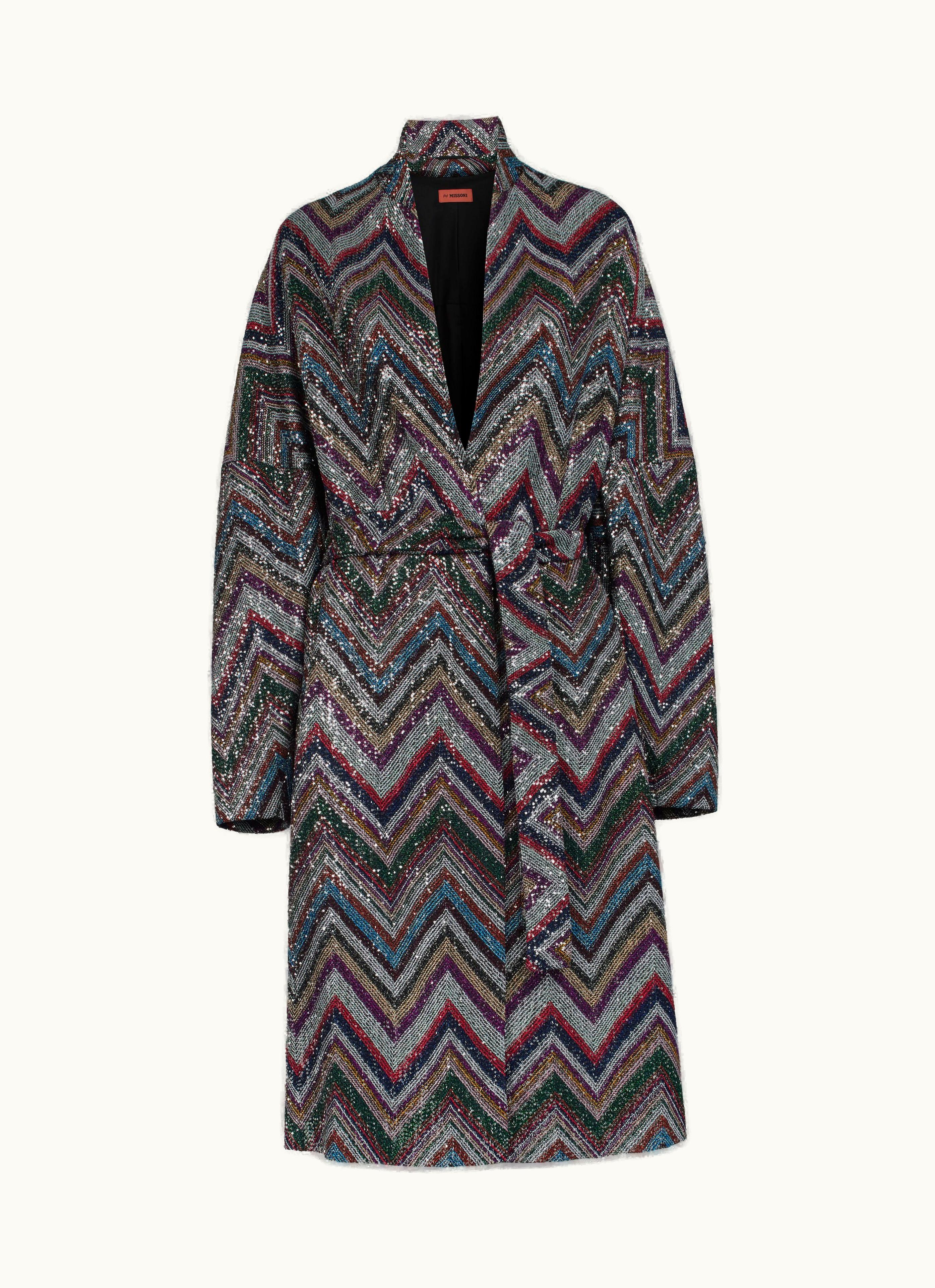 Missoni Missoni Viscose Blend Chevron Coat With Sequins Multicoloured