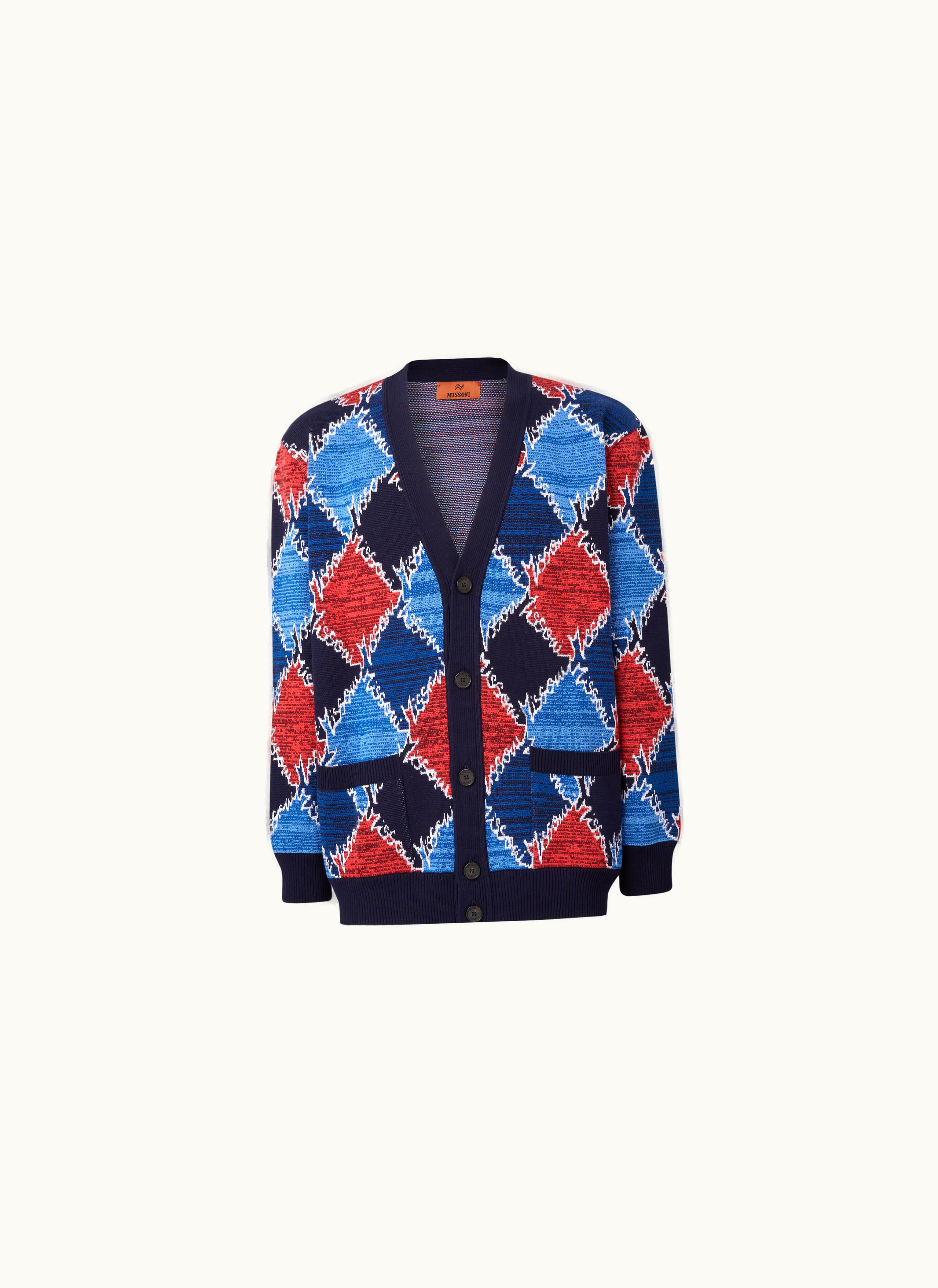 Missoni Missoni Cardigan In Diamond Cotton With Logo Lettering Multicoloured