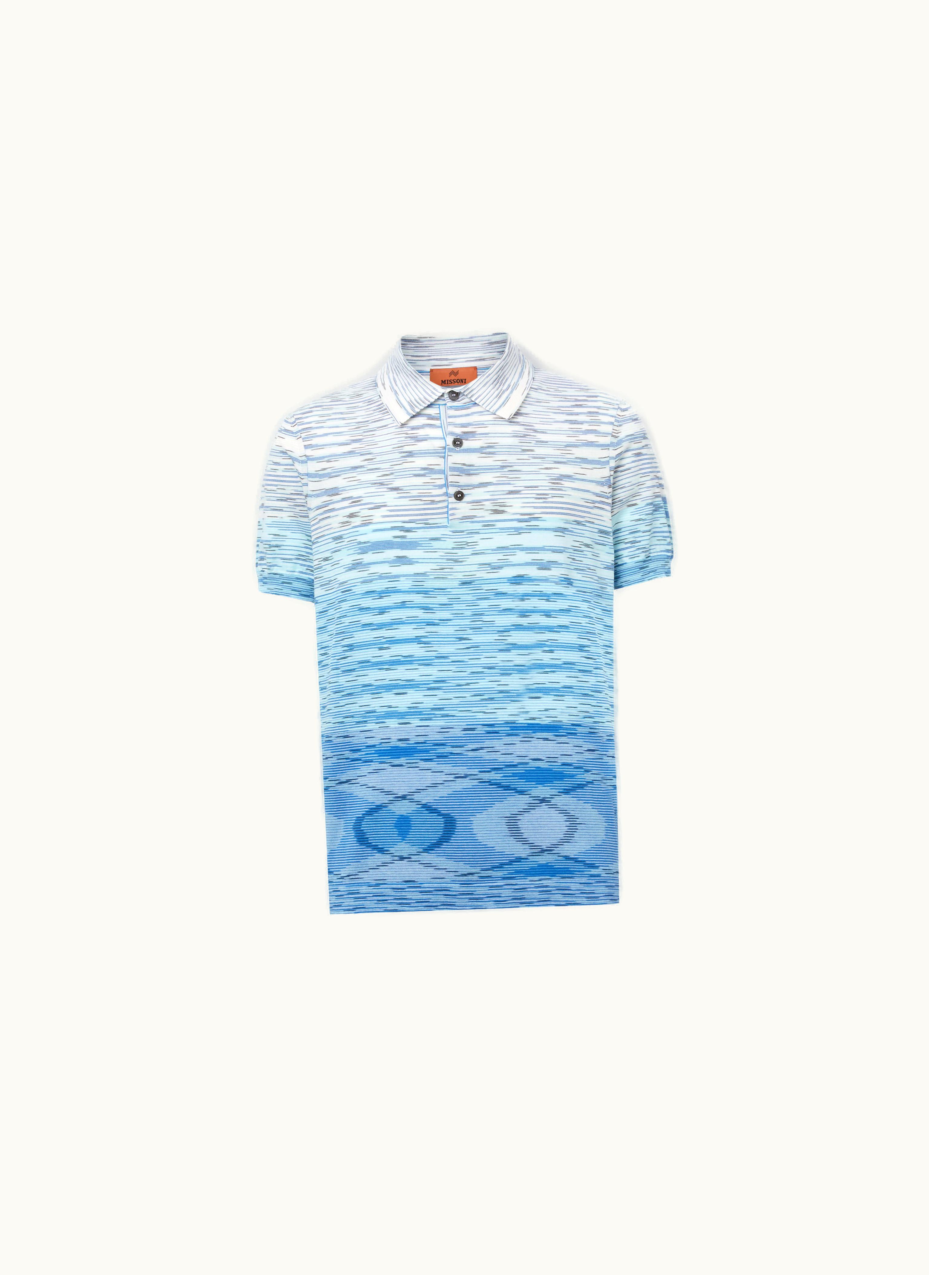 Missoni Missoni Short-sleeved Polo Shirt In Dégradé Slub Cotton Multicoloured Multicoloured