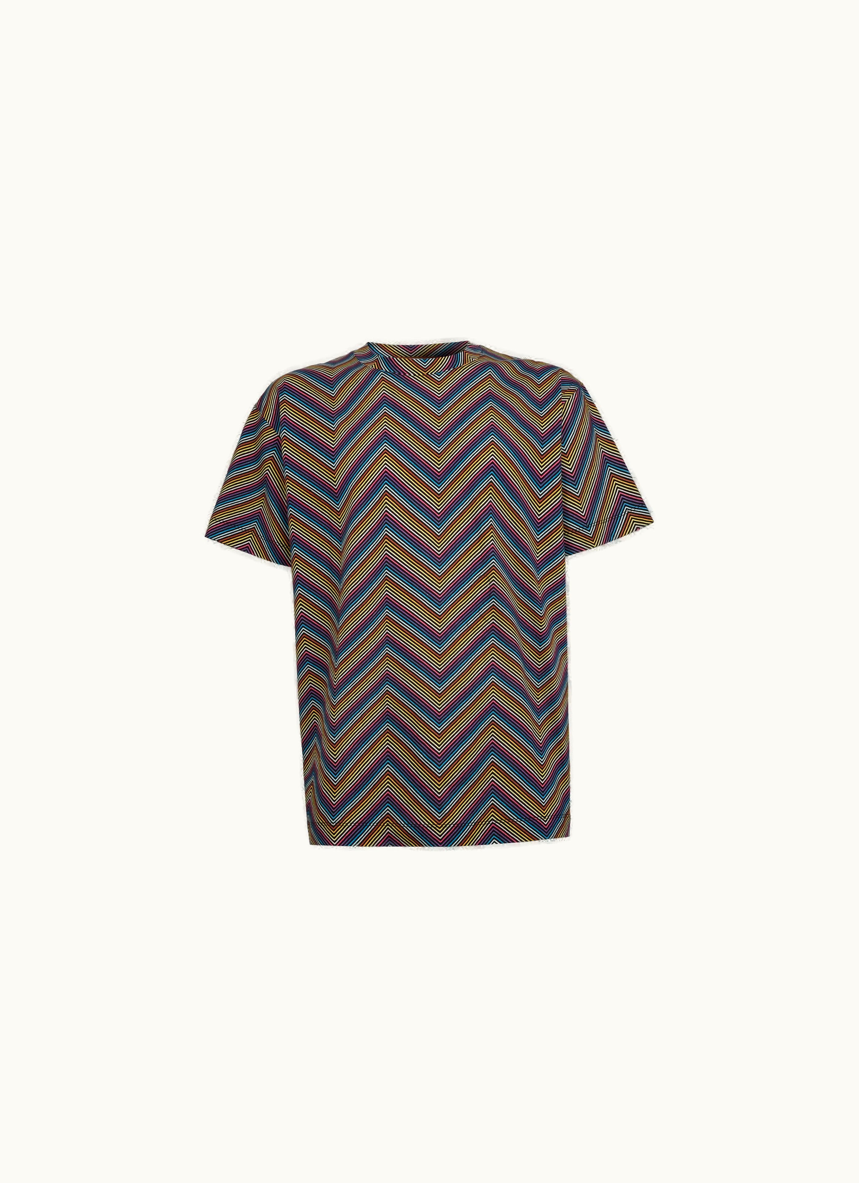 Missoni Missoni Crew-neck Cotton T-shirt With all-over Zigzags Multicoloured