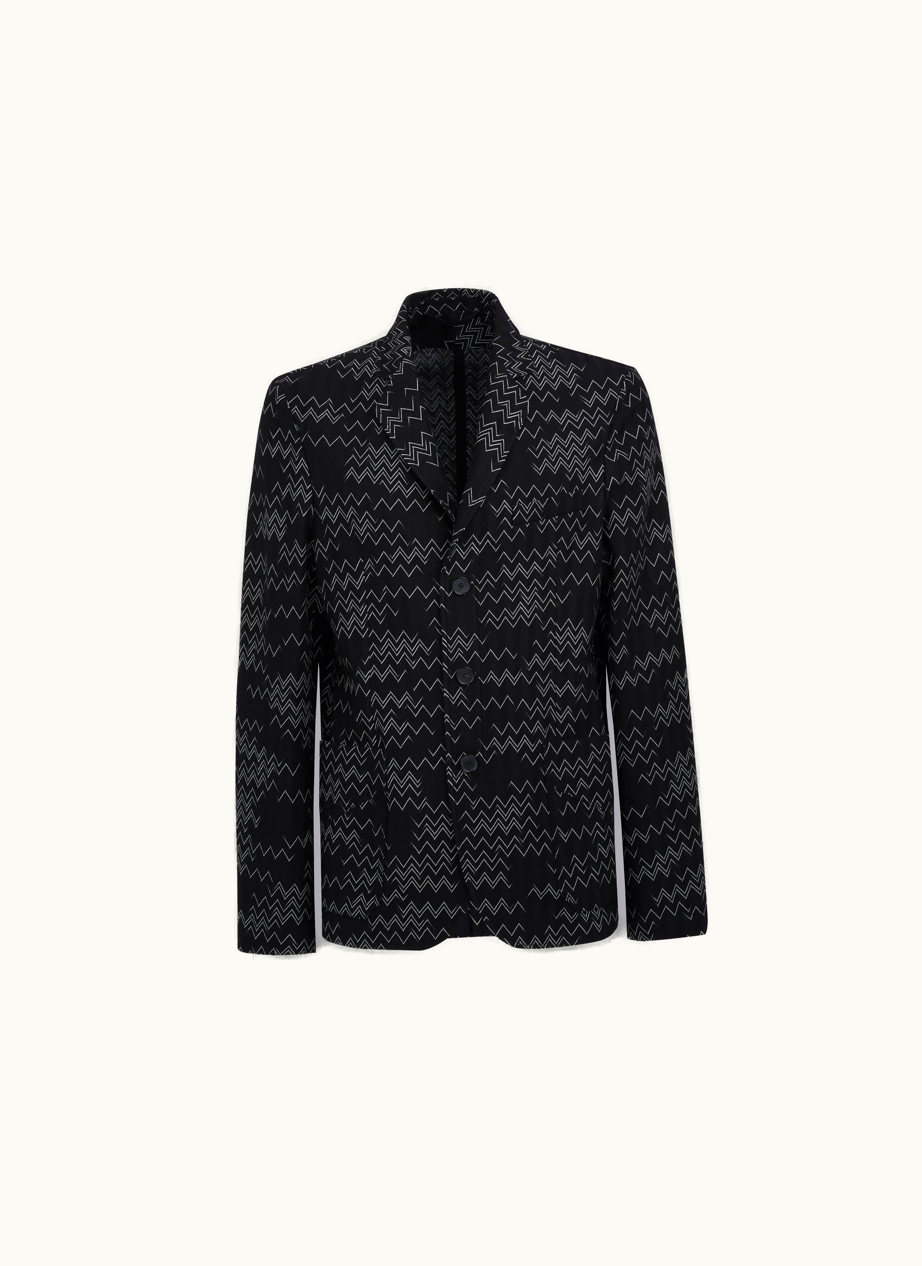 Missoni Missoni Cotton And Viscose Blazer With Chevron Pattern Black & White