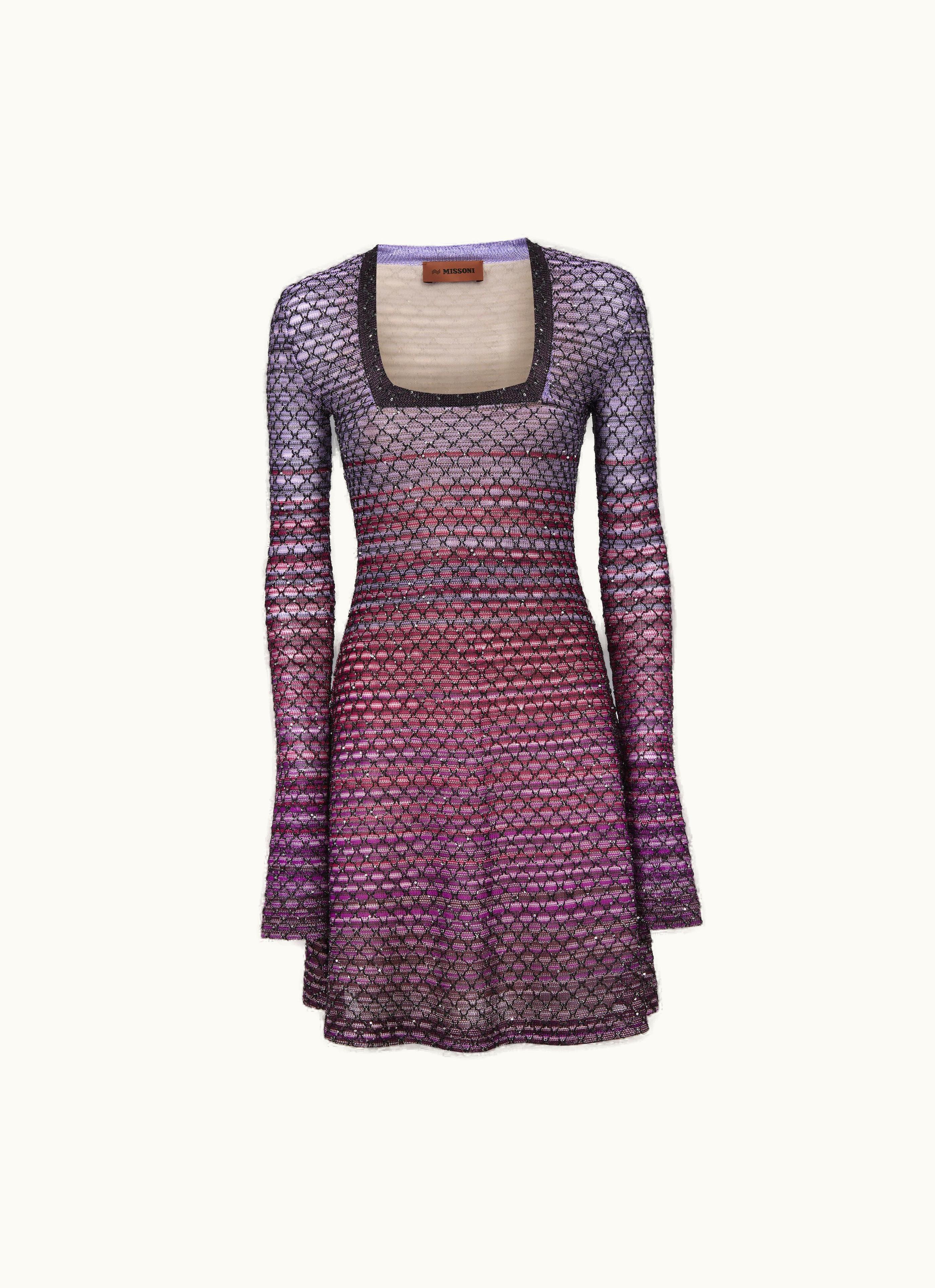 Missoni Missoni Dress With Square Neckline In Viscose Mesh With Sequins Red