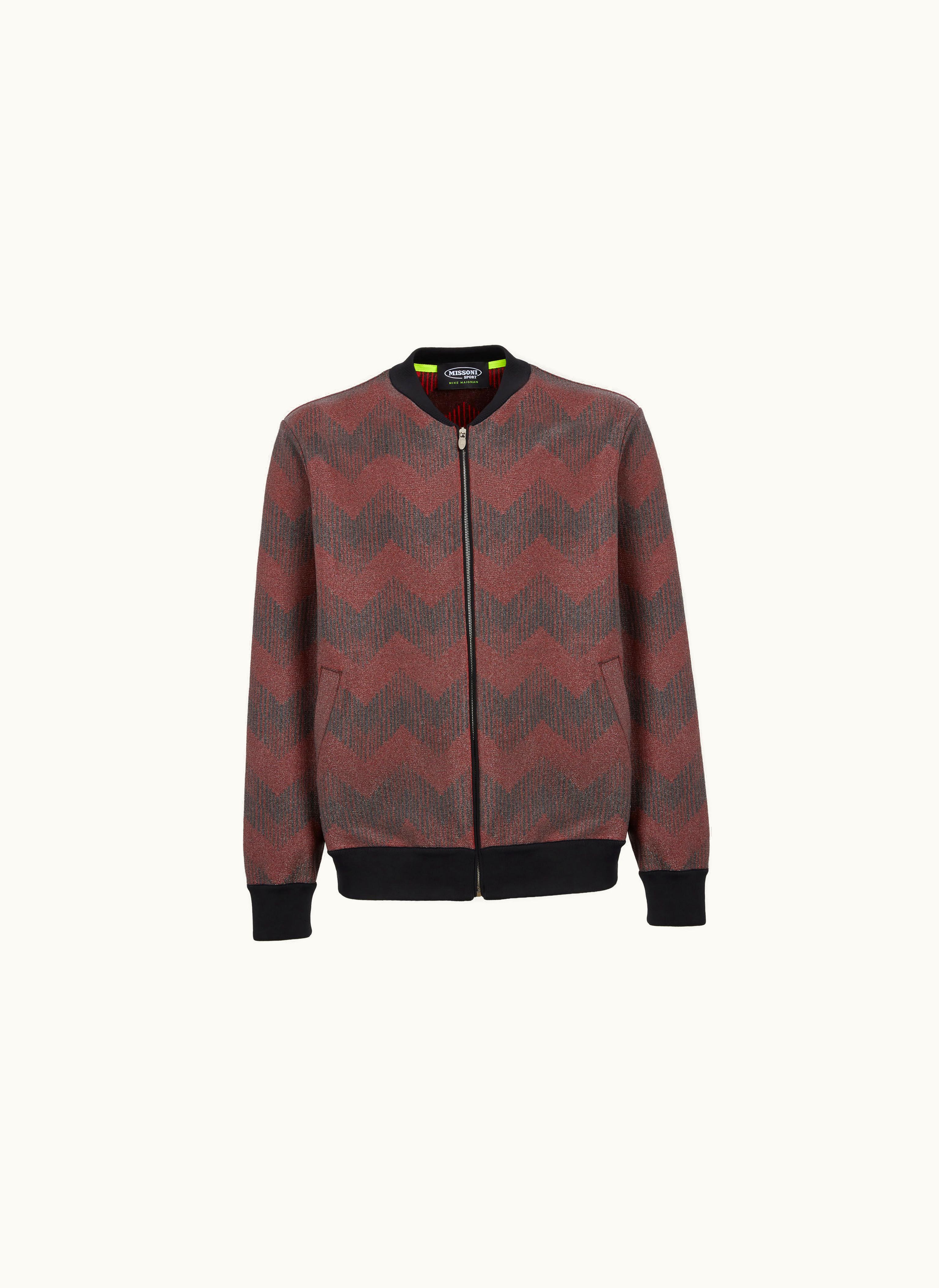 Missoni Missoni Cotton Blend Zigzag Bomber Jacket In Collaboration With Mike Maignan Black & White
