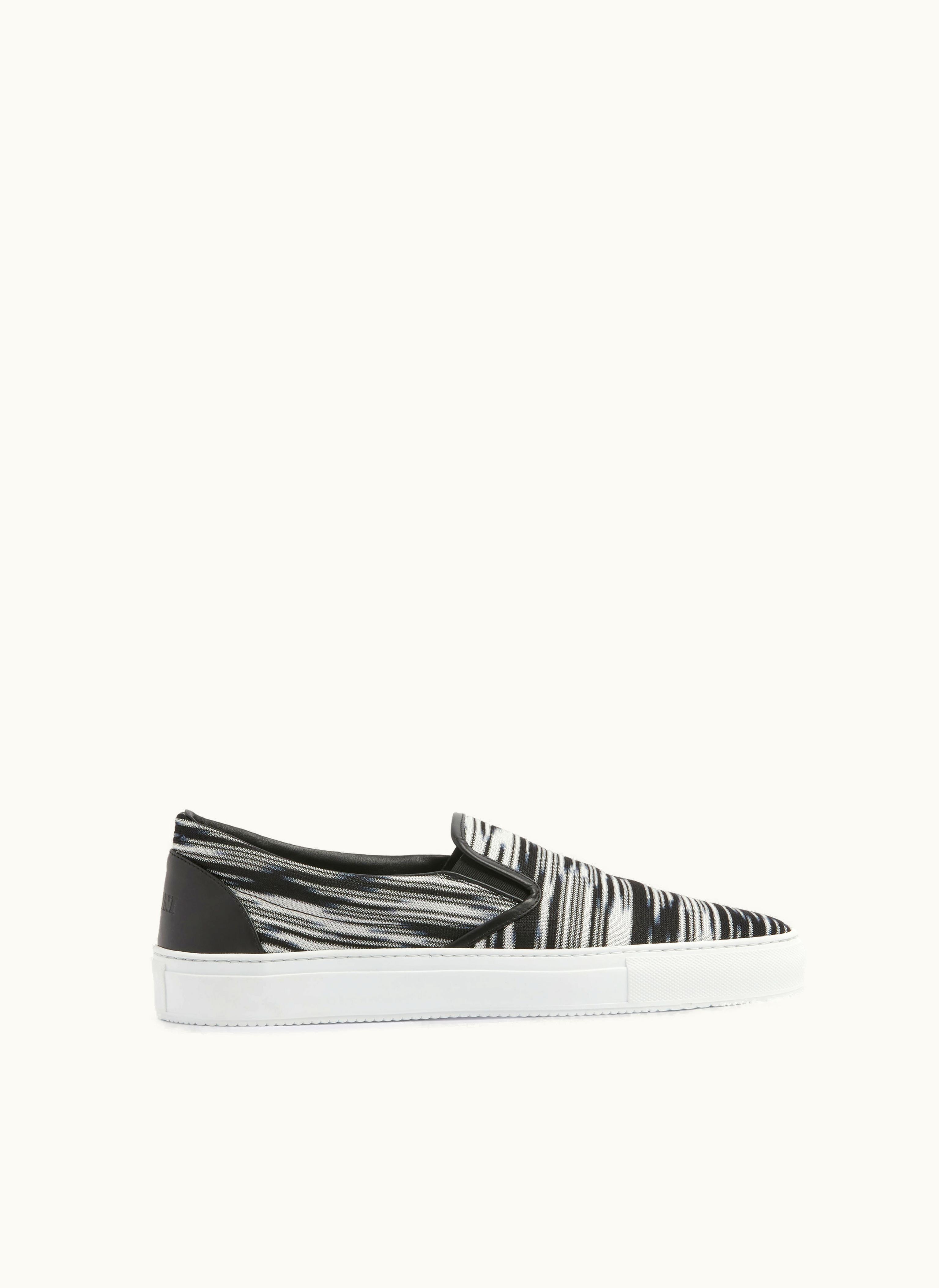 Missoni Missoni Slip-on Trainers With Slub Fabric Upper White, Black & Grey