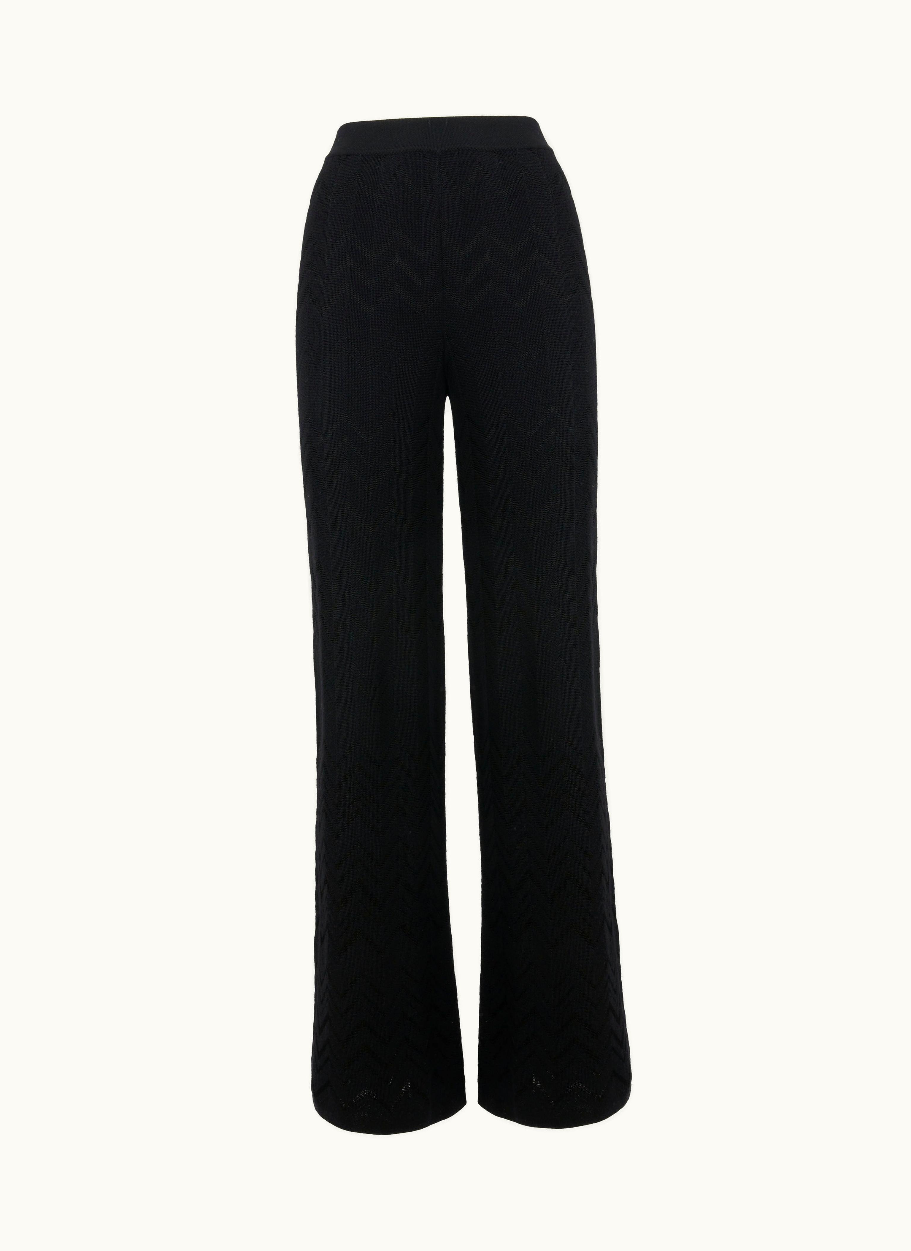 Missoni Missoni Flared English-ribbed Wool And Viscose Chevron Trousers Black