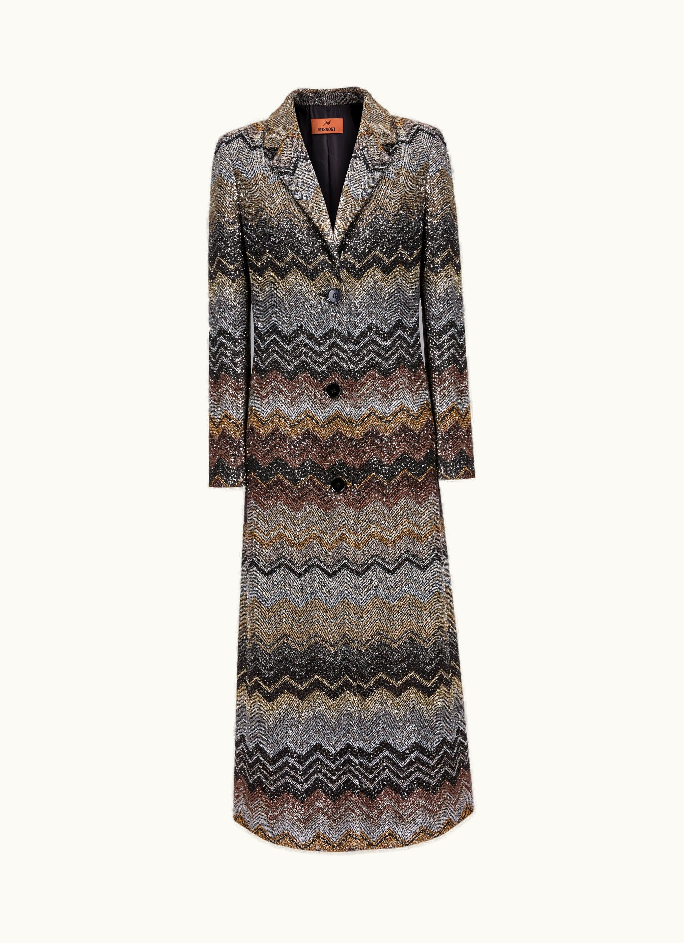 Missoni Missoni Long Coat In Viscose Blend With Sequins Multicoloured